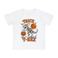 Trick or T-Rex Baby Short Sleeve T-Shirt | Halloween Dinosaur Pumpkin