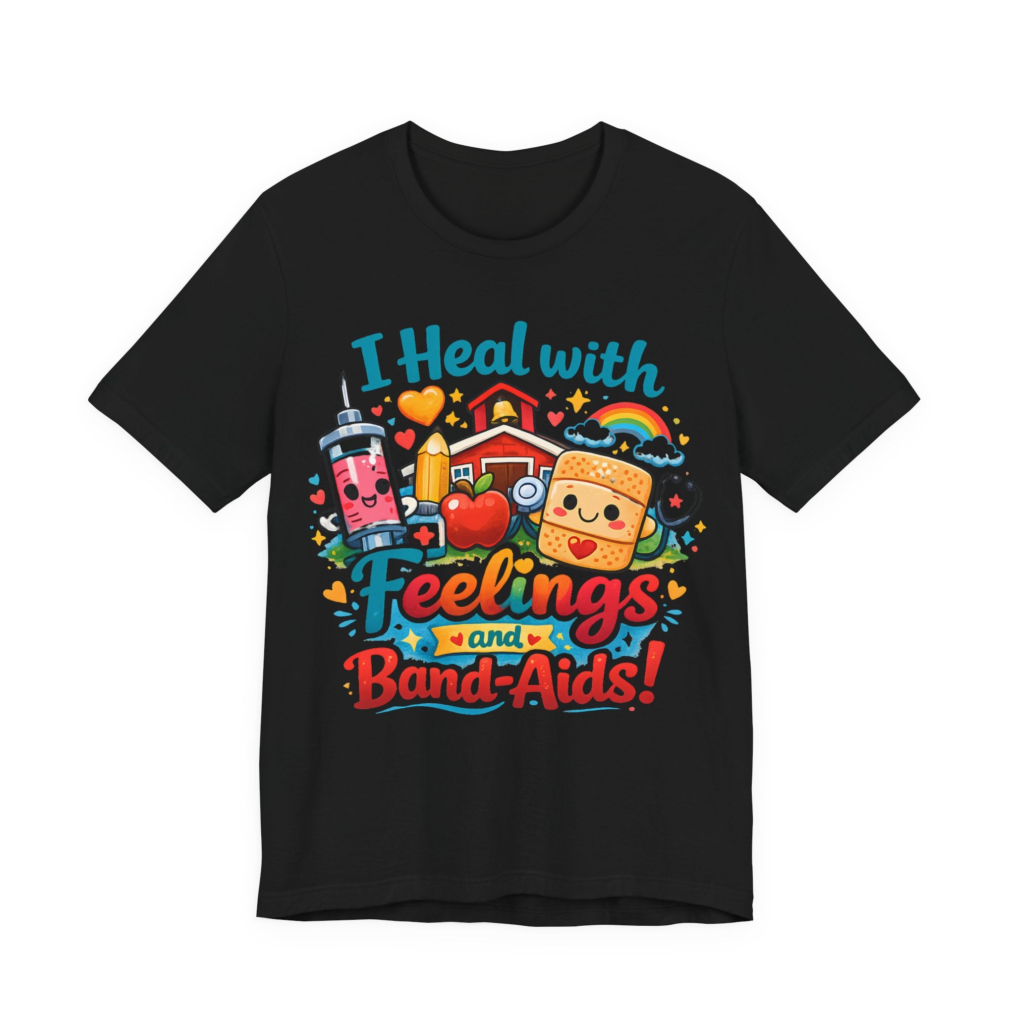 School Nurse Shirt, I Heal With Feelings and Band-Aids Tee, Cute Nurse Teacher Shirt, Elementary School Nurse Gift, Back to School Nurse Tee