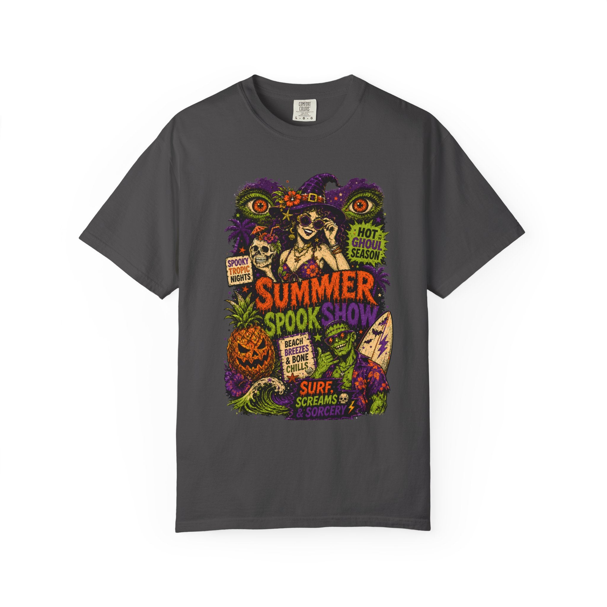 Summer Halloween Shirt, Spooky Tropical Witch Tee, Hot Ghoul Season Shirt, Retro Surf Horror Shirt, Halloween Beach Vacation Tee