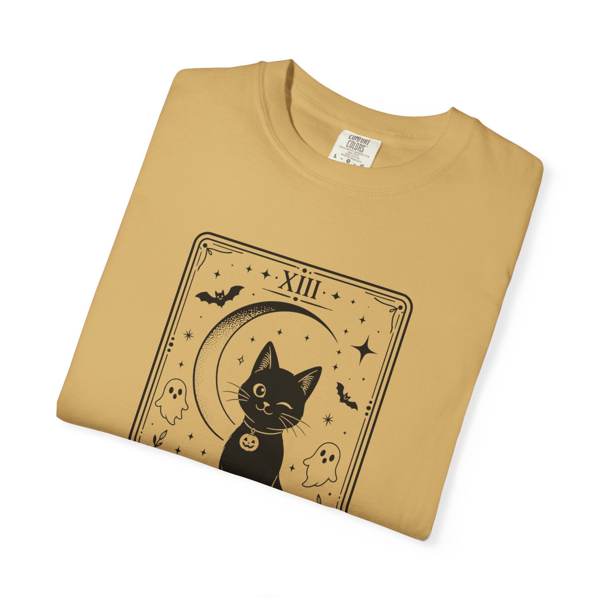 Halloween Black Cat Tarot Shirt, Death Card Cat Tee, Spooky Cat Shirt, Witchy Halloween Tee, Gothic Cat Lover Gift