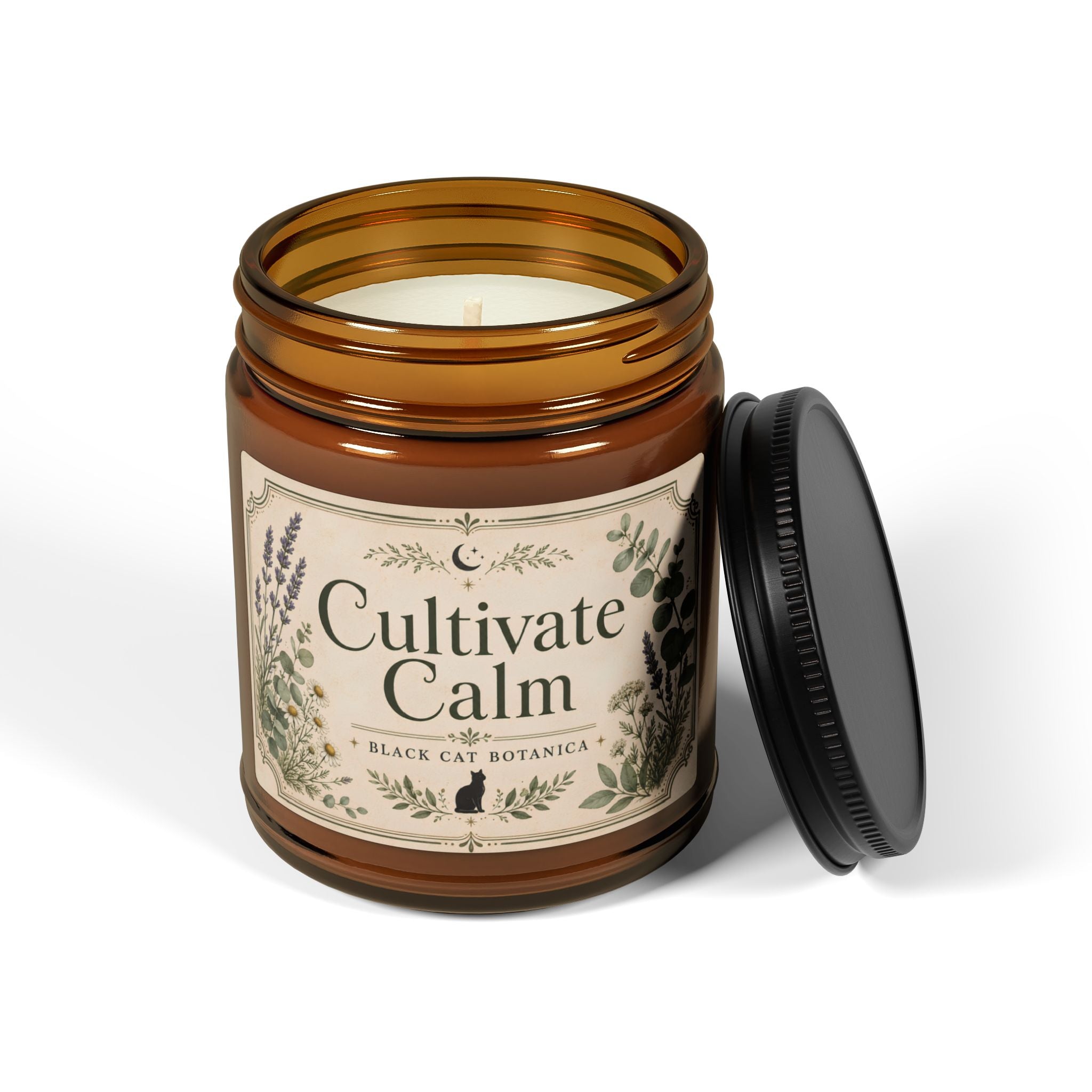 Cultivate Calm Soy Candle amber jar | Aromatherapy Scented Candle