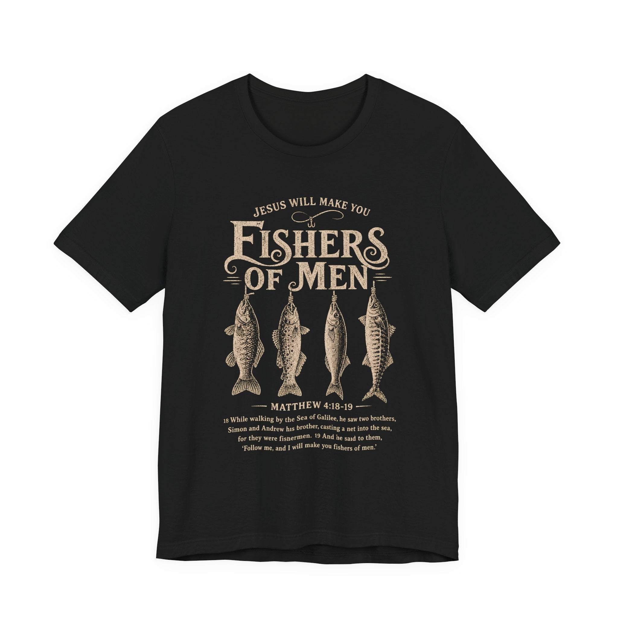 Fishers of Men Matthew 4:19 T-Shirt | Christian Scripture Tee