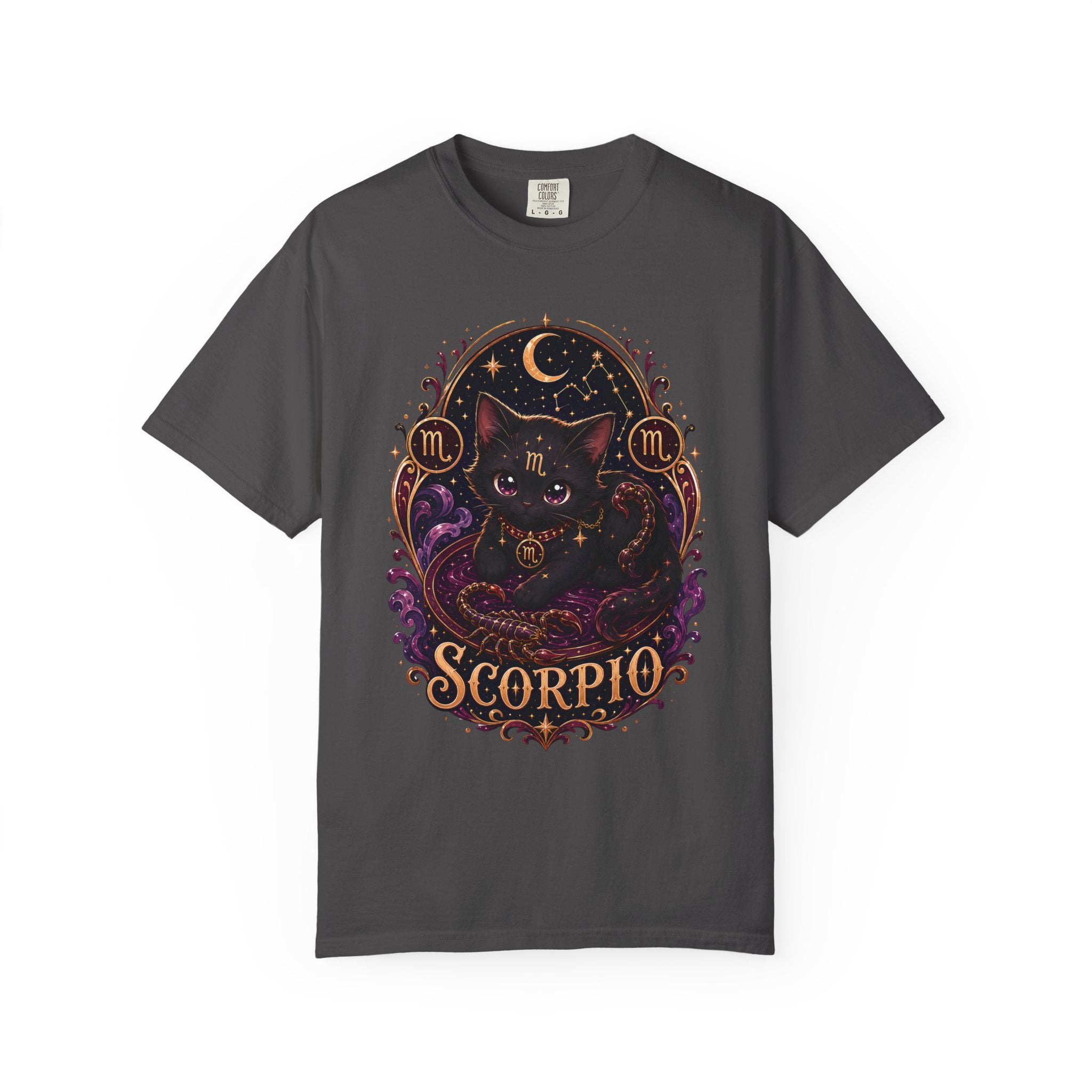Scorpio Zodiac Scorpio Cat Illustration T-shirt | Astrological Night Sky
