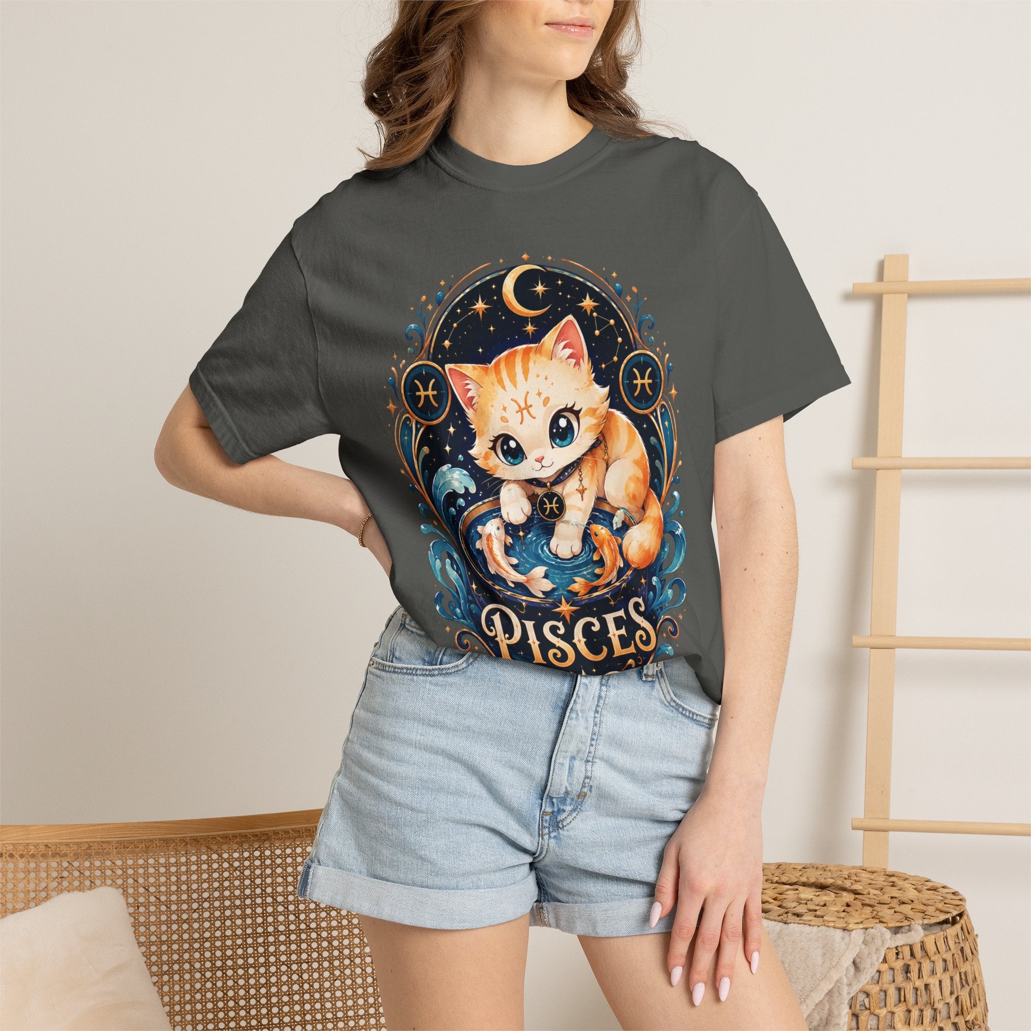 Pisces Cat Shirt, Cute Zodiac Kitty Tee, Astrology Cat Shirt, Pisces Gift, Kawaii Cat Lover Shirt, February March Birthday Tee