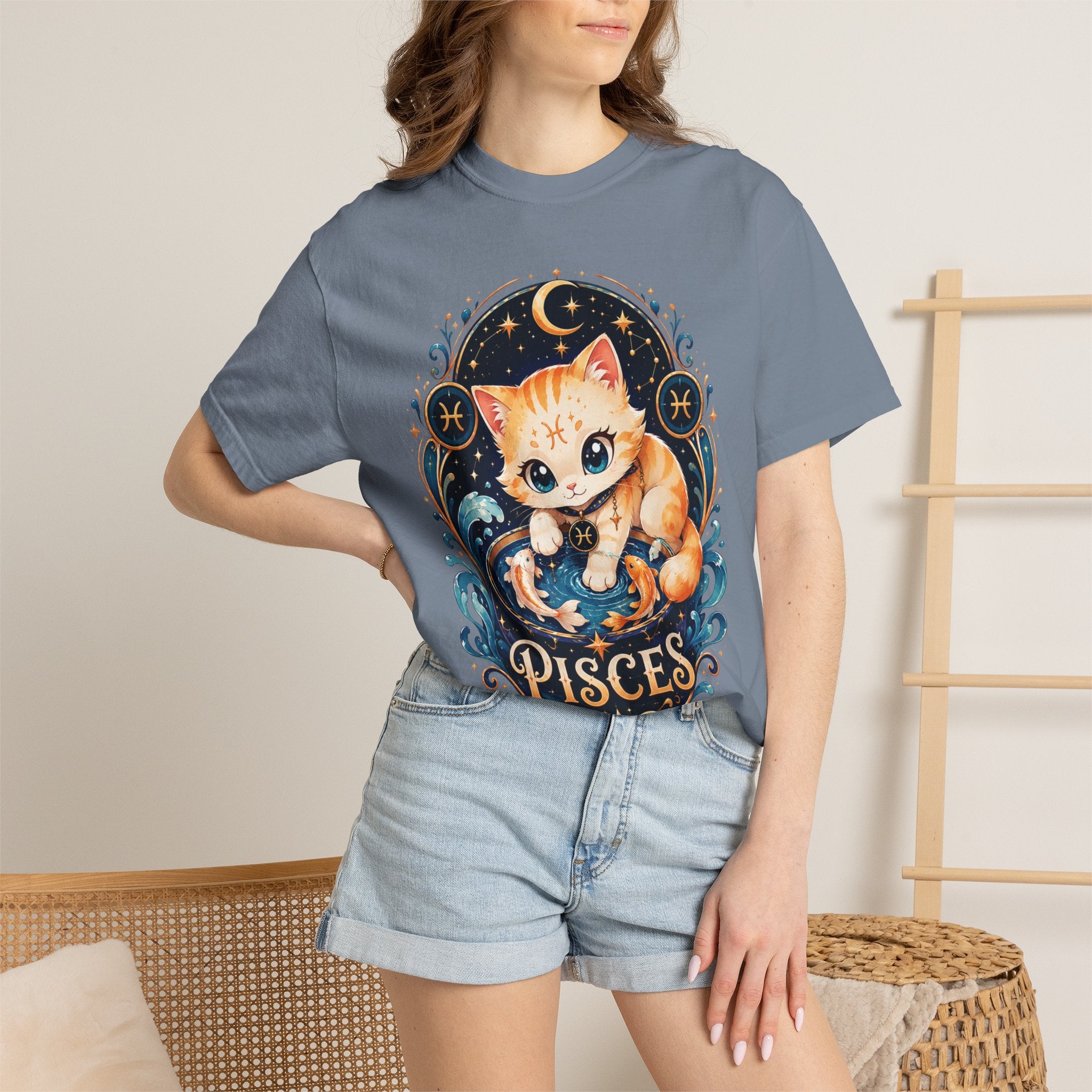 Pisces Cat Shirt, Cute Zodiac Kitty Tee, Astrology Cat Shirt, Pisces Gift, Kawaii Cat Lover Shirt, February March Birthday Tee