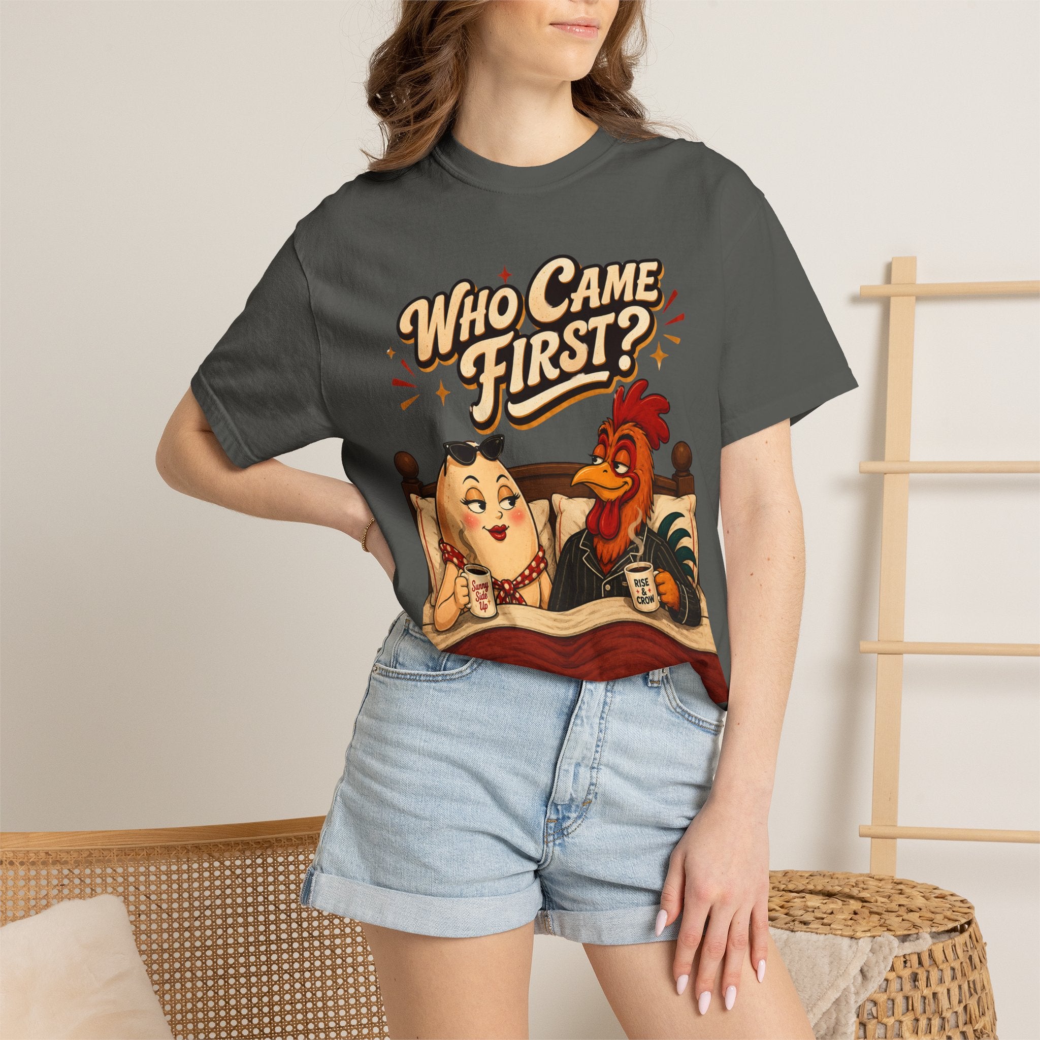 Funny Chicken Egg Shirt, Who Came First Tshirt, Rooster and Egg Graphic Tee, Farmhouse Humor Shirt, Breakfast Lover GIft