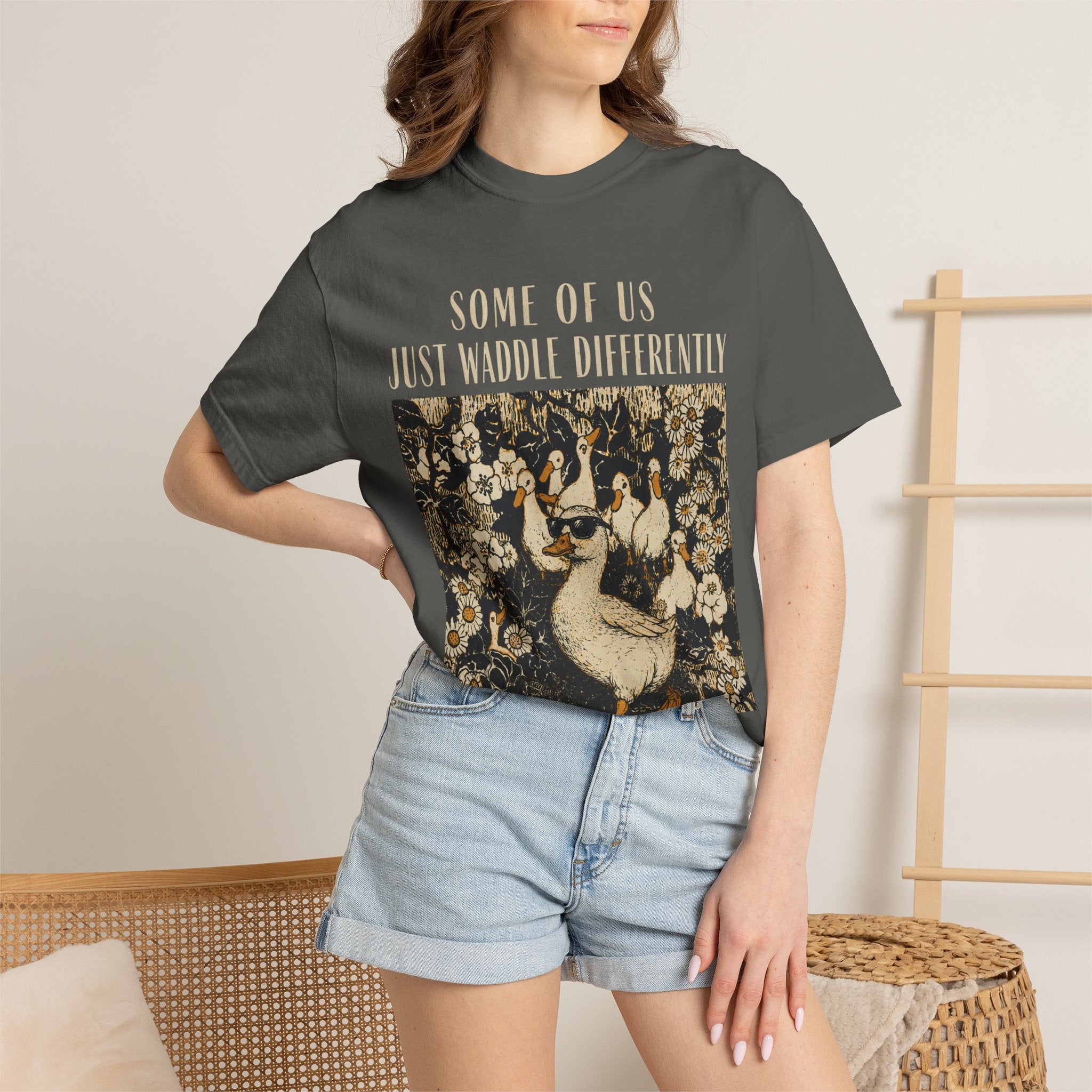 Funny Duck Shirt, Some Of Us Just Waddle Differently Tee, Cute Duck Lover Gift, Cottagecore Animal Shirt, Sarcastic Graphic Tee