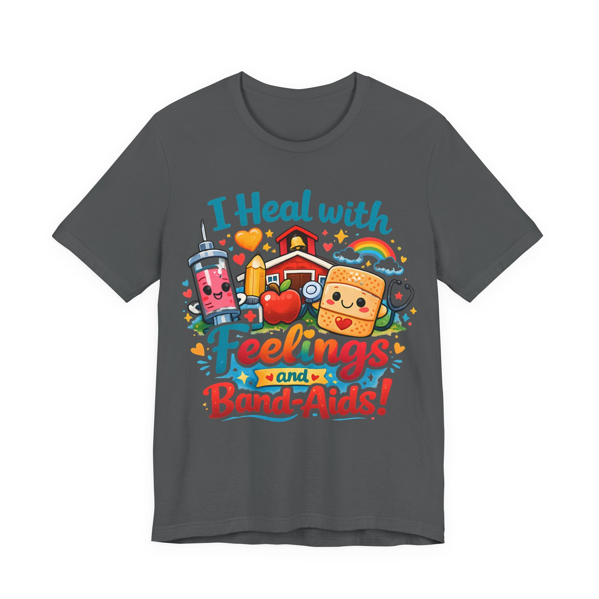 School Nurse Shirt, I Heal With Feelings and Band-Aids Tee, Cute Nurse Teacher Shirt, Elementary School Nurse Gift, Back to School Nurse Tee