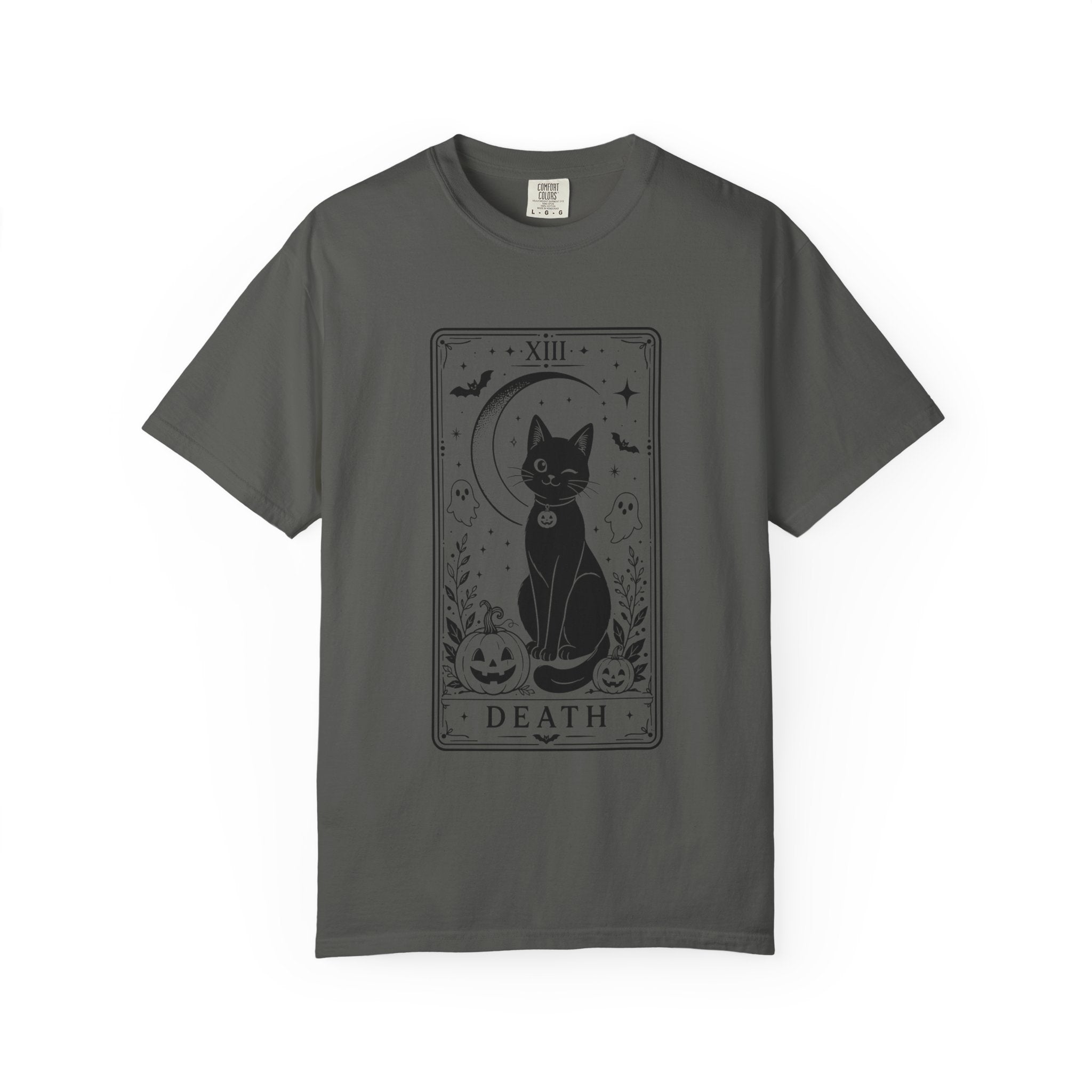 Halloween Black Cat Tarot Shirt, Death Card Cat Tee, Spooky Cat Shirt, Witchy Halloween Tee, Gothic Cat Lover Gift