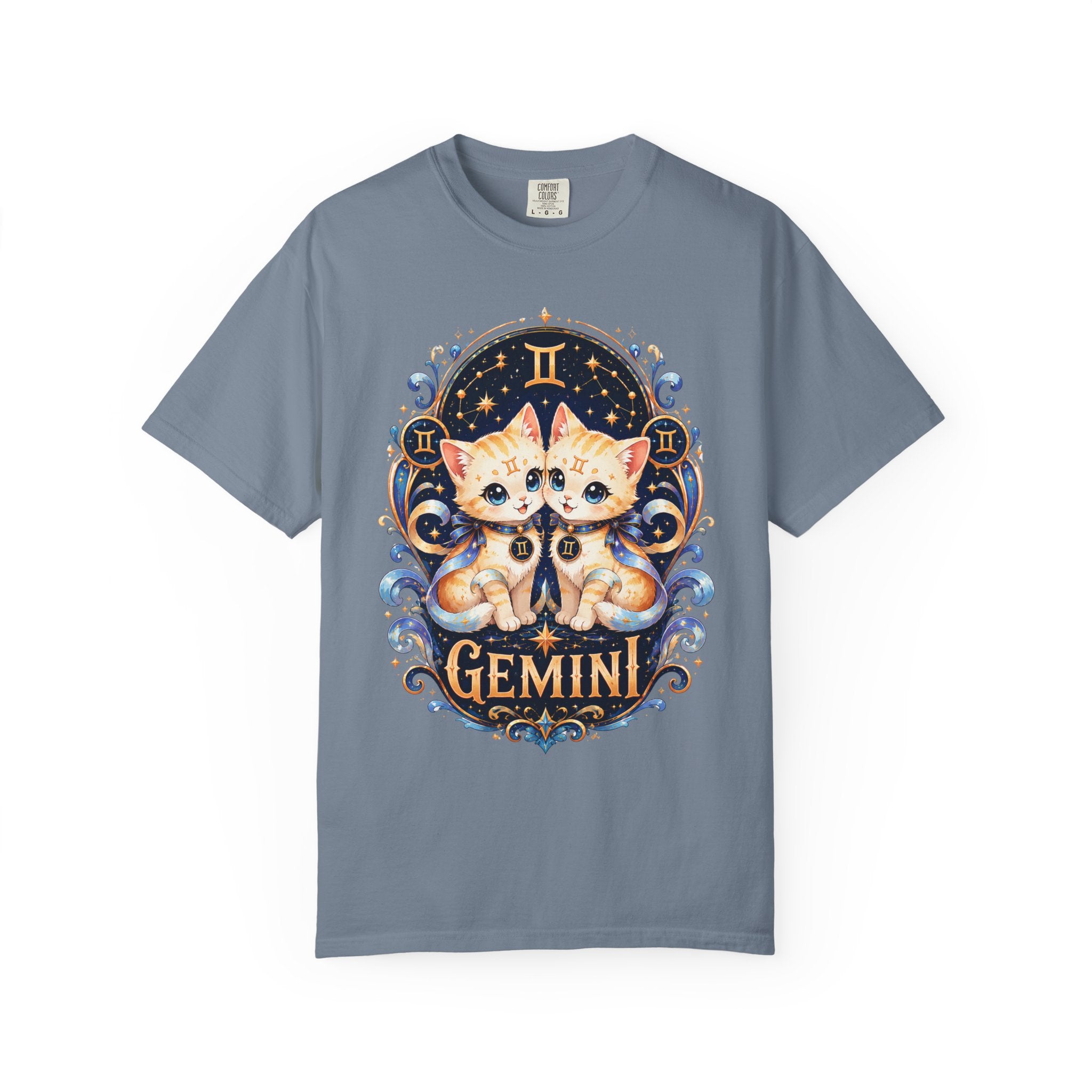 Gemini Twin Cats T-shirt | Zodiac Astrology Cat Design