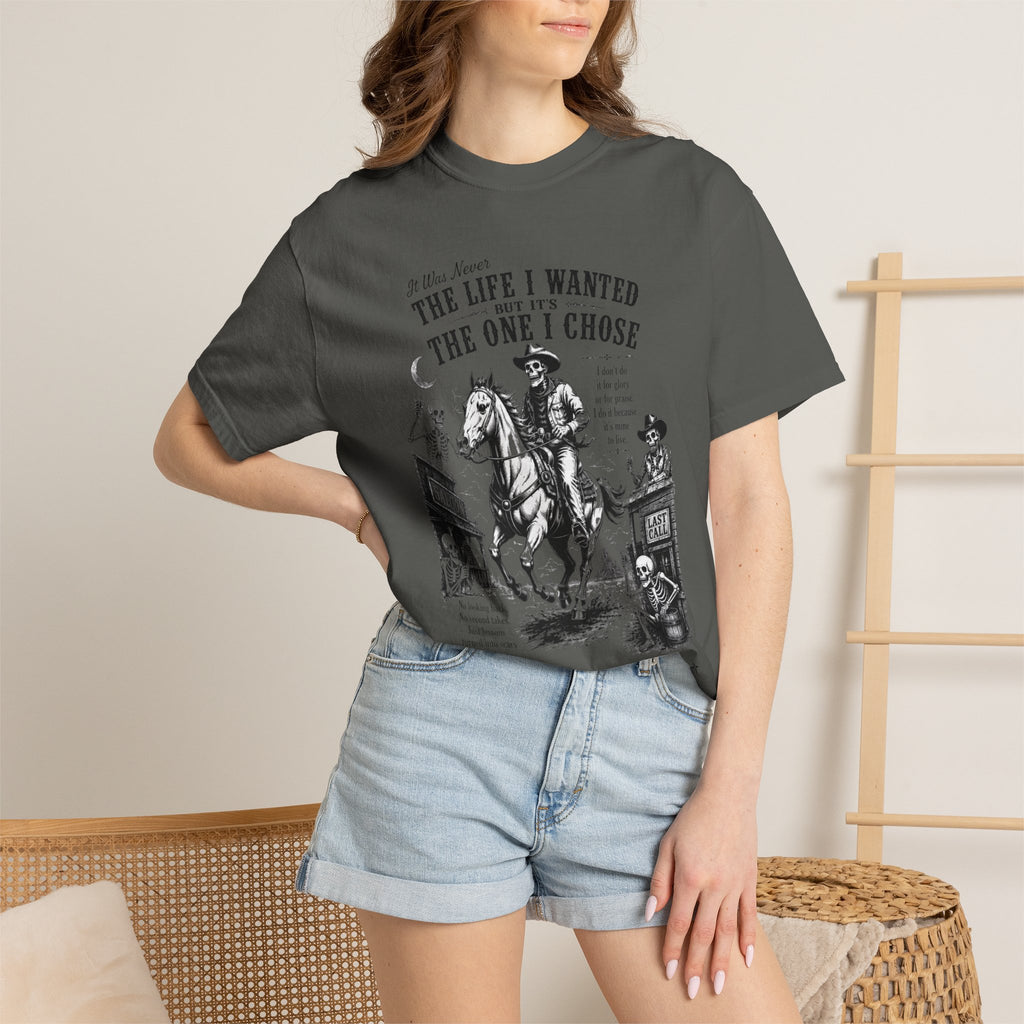Vintage Skeleton Cowboy Graphic Tee Western Skull Rider Shirt for Men, Country Outlaw Streetwear Tee