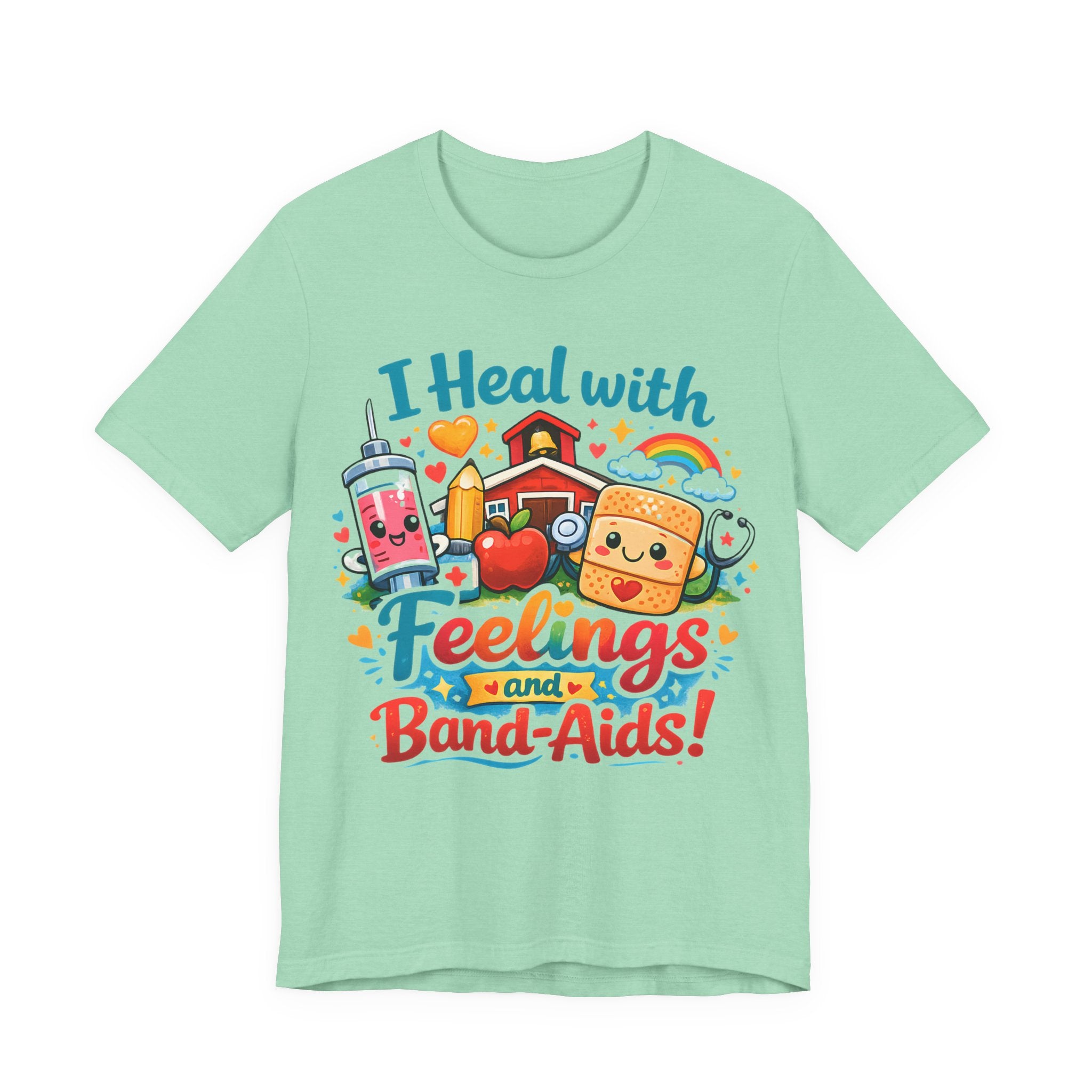 School Nurse Shirt, I Heal With Feelings and Band-Aids Tee, Cute Nurse Teacher Shirt, Elementary School Nurse Gift, Back to School Nurse Tee