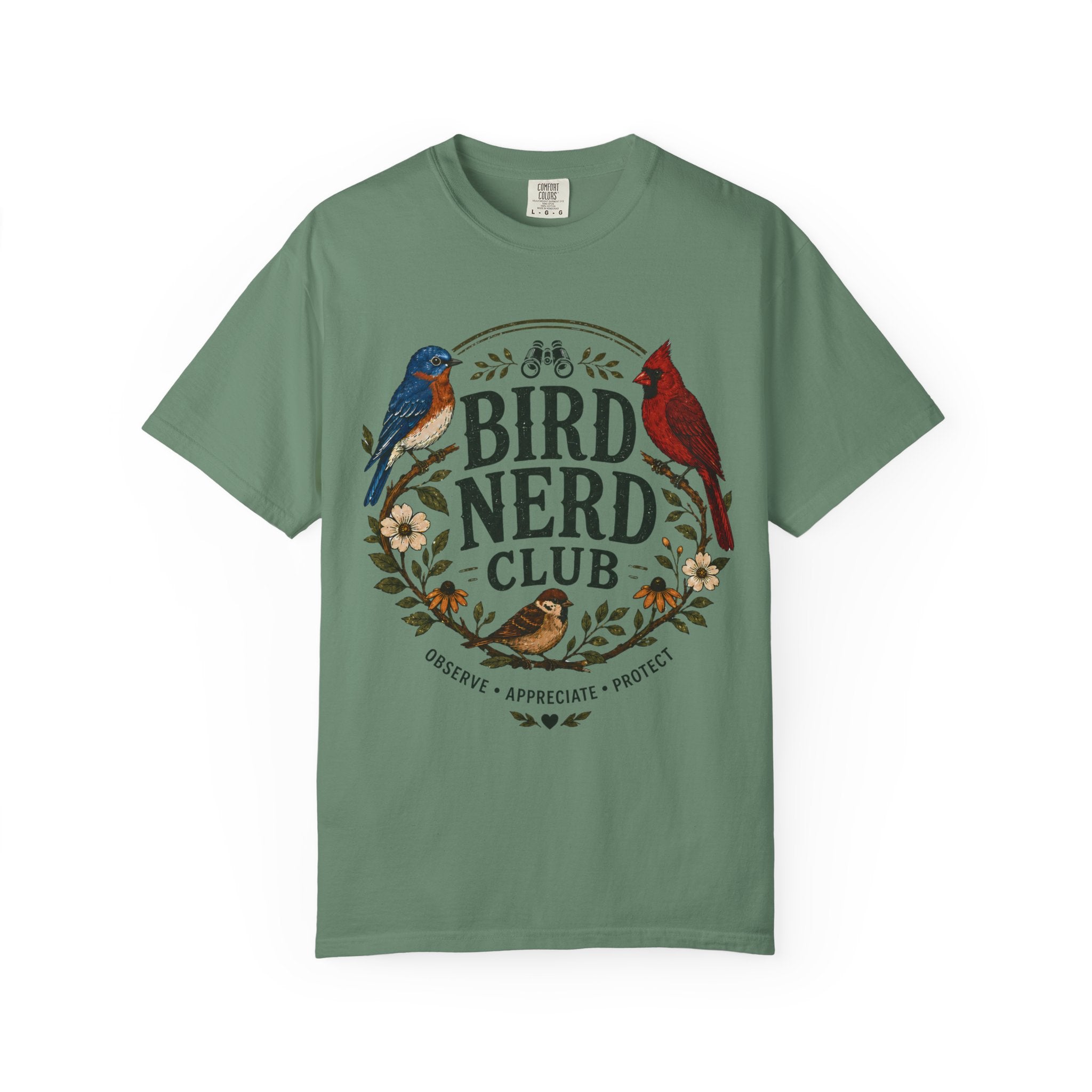 Bird Nerd Club Shirt, Birdwatching Shirt, Nature Lover Tee, Backyard Birder Gift, Cute Bird Lover Shirt, Botanical Bird Graphic Tee