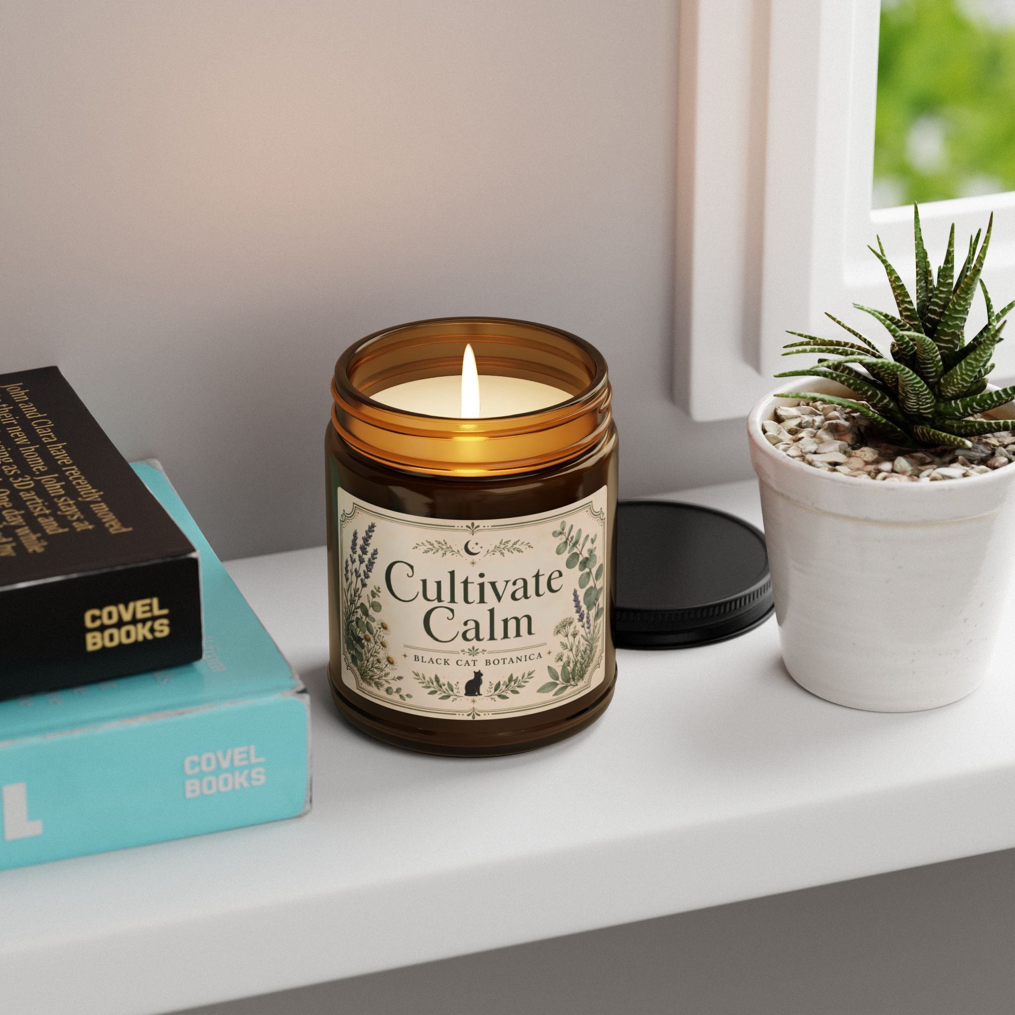 Cultivate Calm Soy Candle amber jar | Aromatherapy Scented Candle