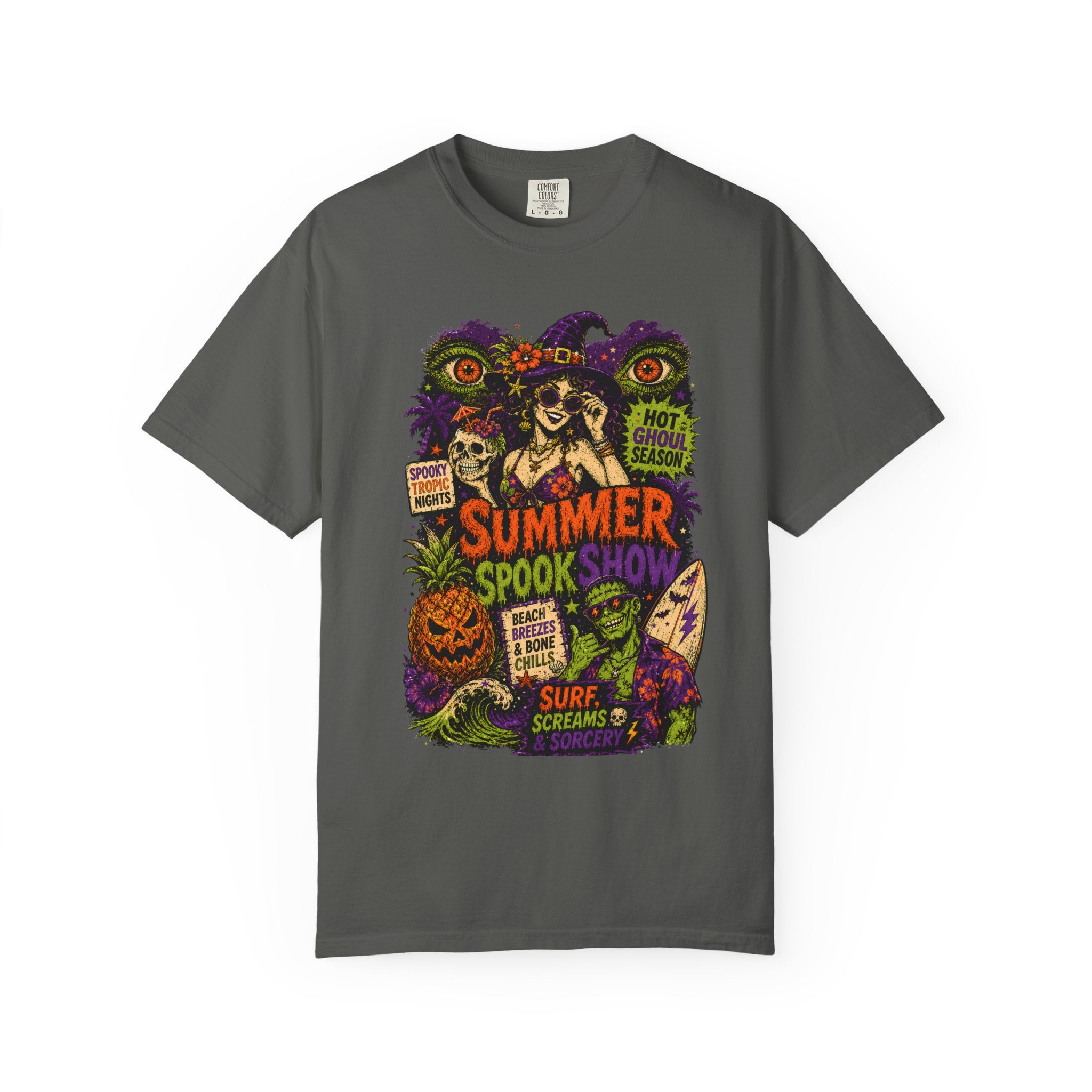 Summer Halloween Shirt, Spooky Tropical Witch Tee, Hot Ghoul Season Shirt, Retro Surf Horror Shirt, Halloween Beach Vacation Tee