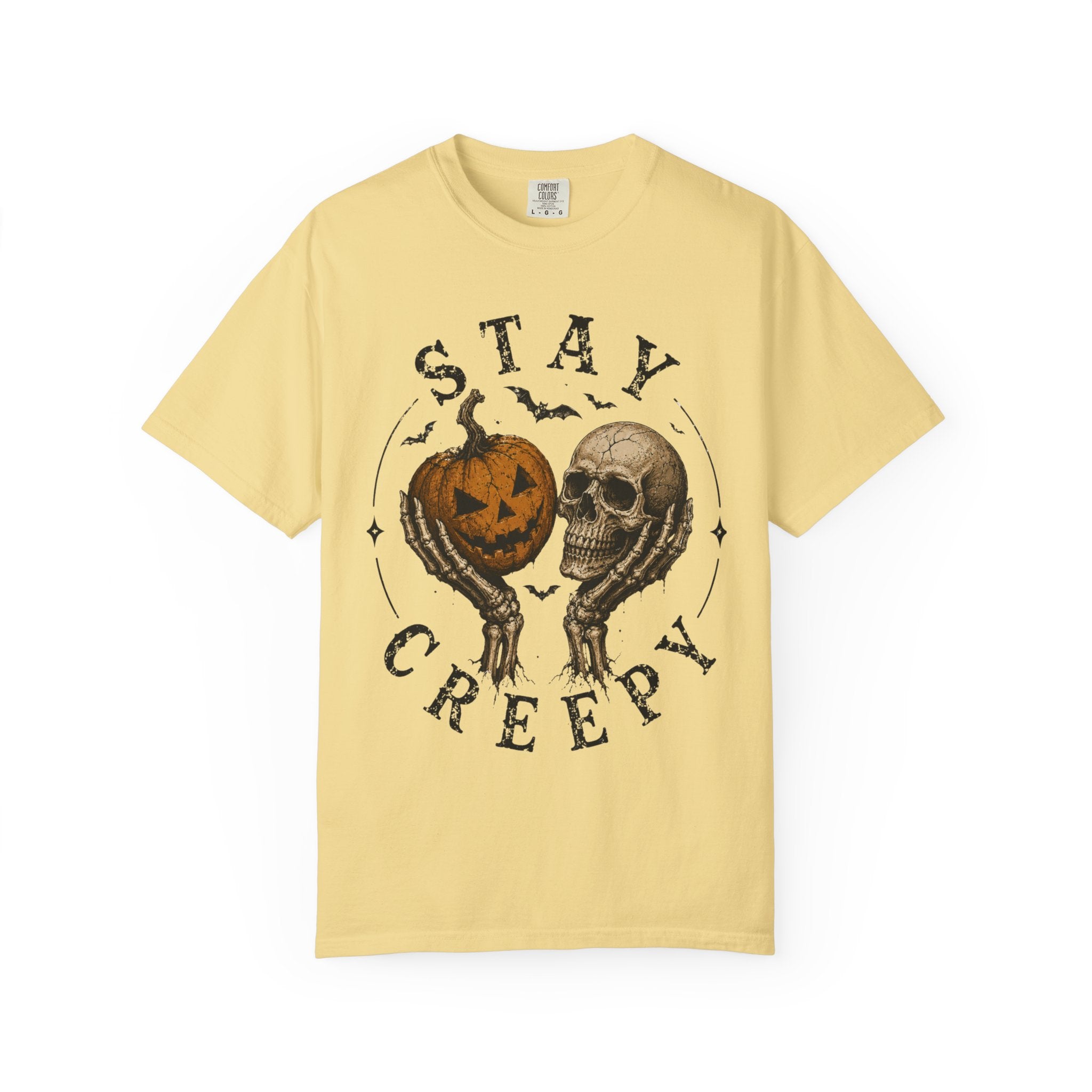 Stay Creepy Shirt, Halloween Pumpkin Skull Tee, Vintage Spooky Graphic Shirt, Jack O Lantern Skeleton Hands Tee, Cute Creepy Halloween Gift