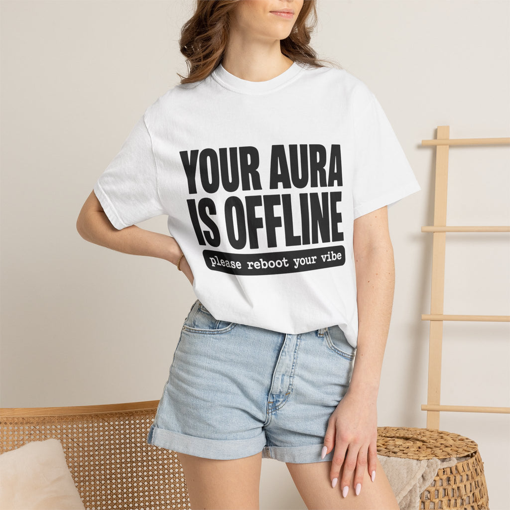 Your Aura Is Offline Shirt, Funny Mindfulness T-Shirt, Trendy Aura Points Tee, Mental Health Humor Shirt, Reboot Your Vibe Tee
