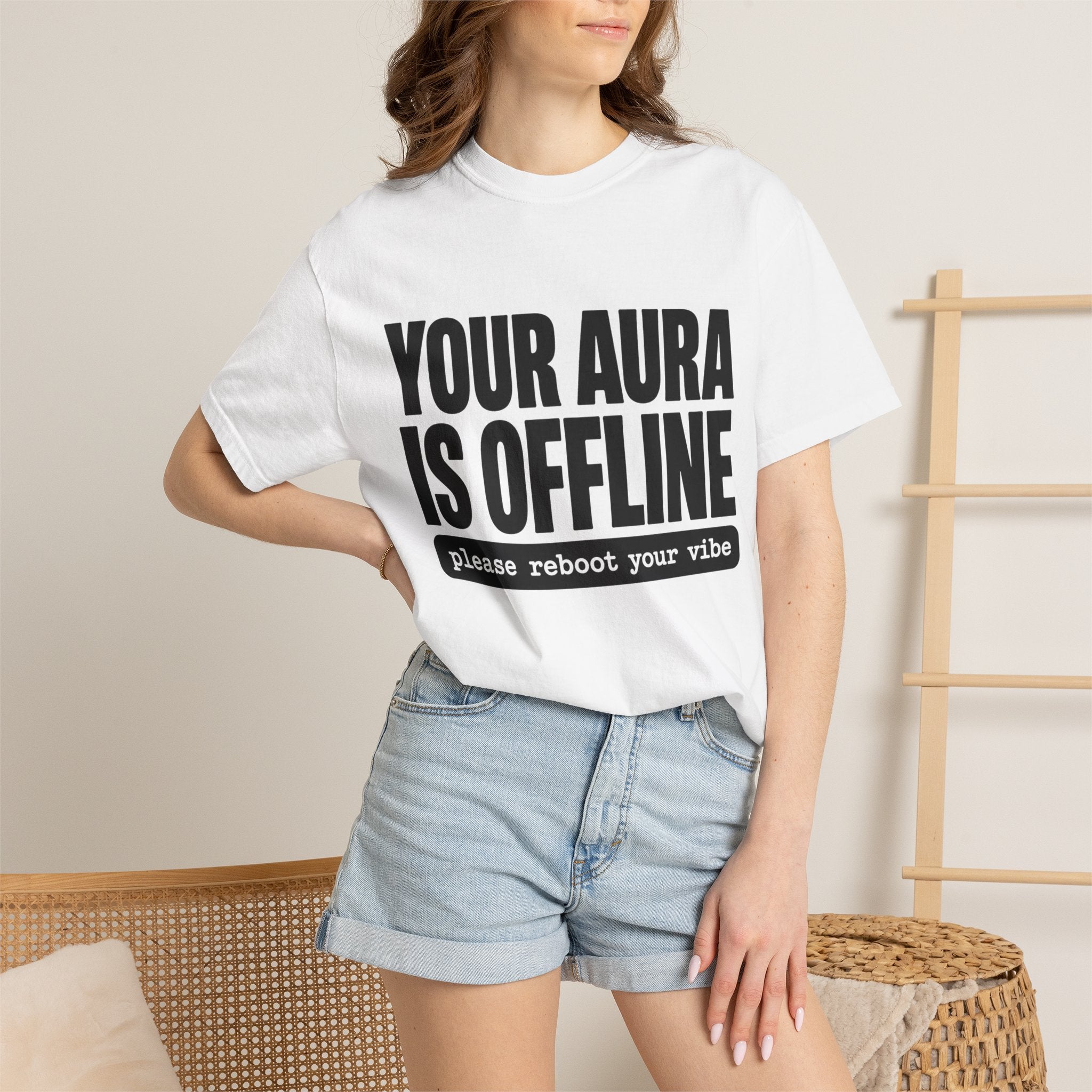 Your Aura Is Offline Shirt, Funny Mindfulness T-Shirt, Trendy Aura Points Tee, Mental Health Humor Shirt, Reboot Your Vibe Tee
