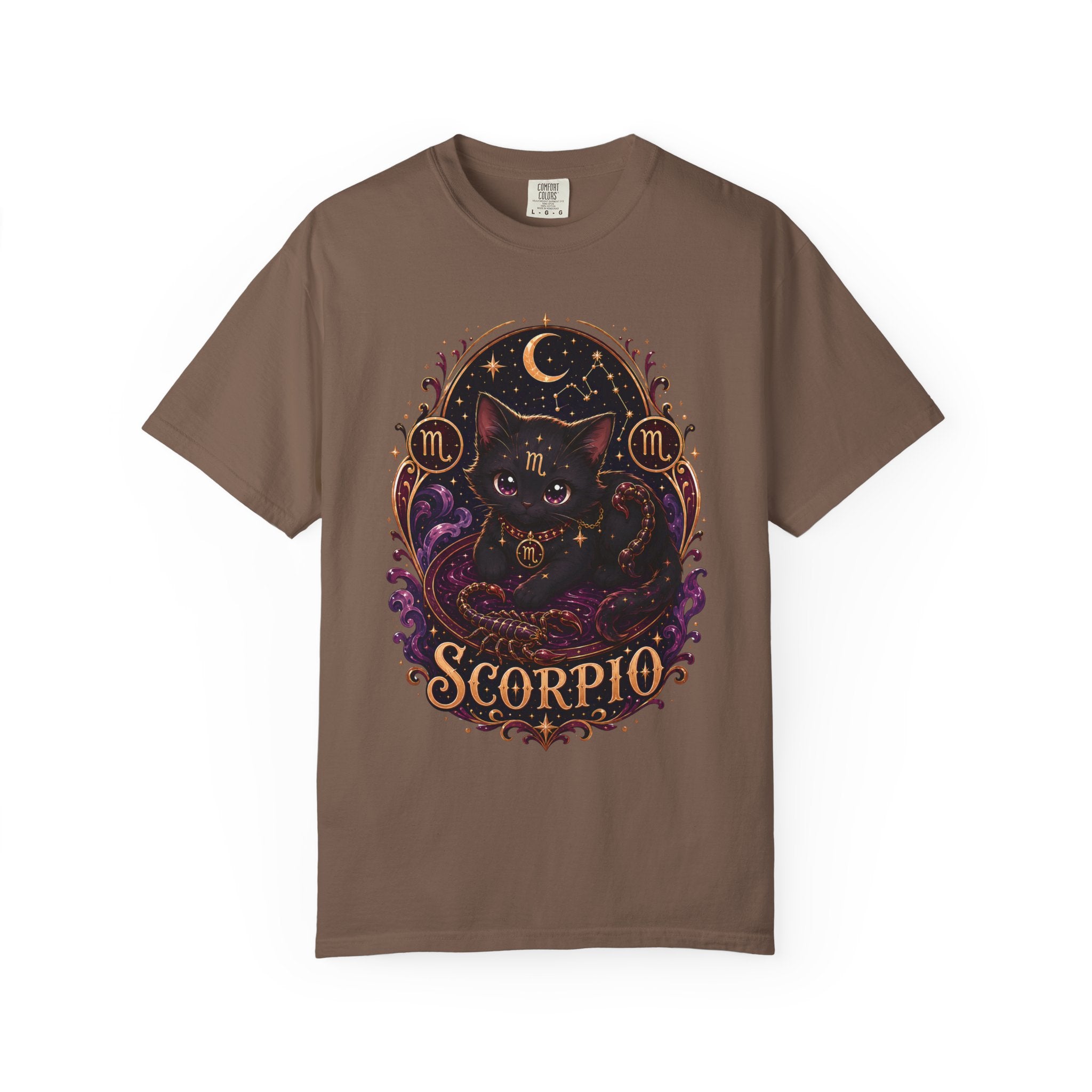 Scorpio Zodiac Scorpio Cat Illustration T-shirt | Astrological Night Sky