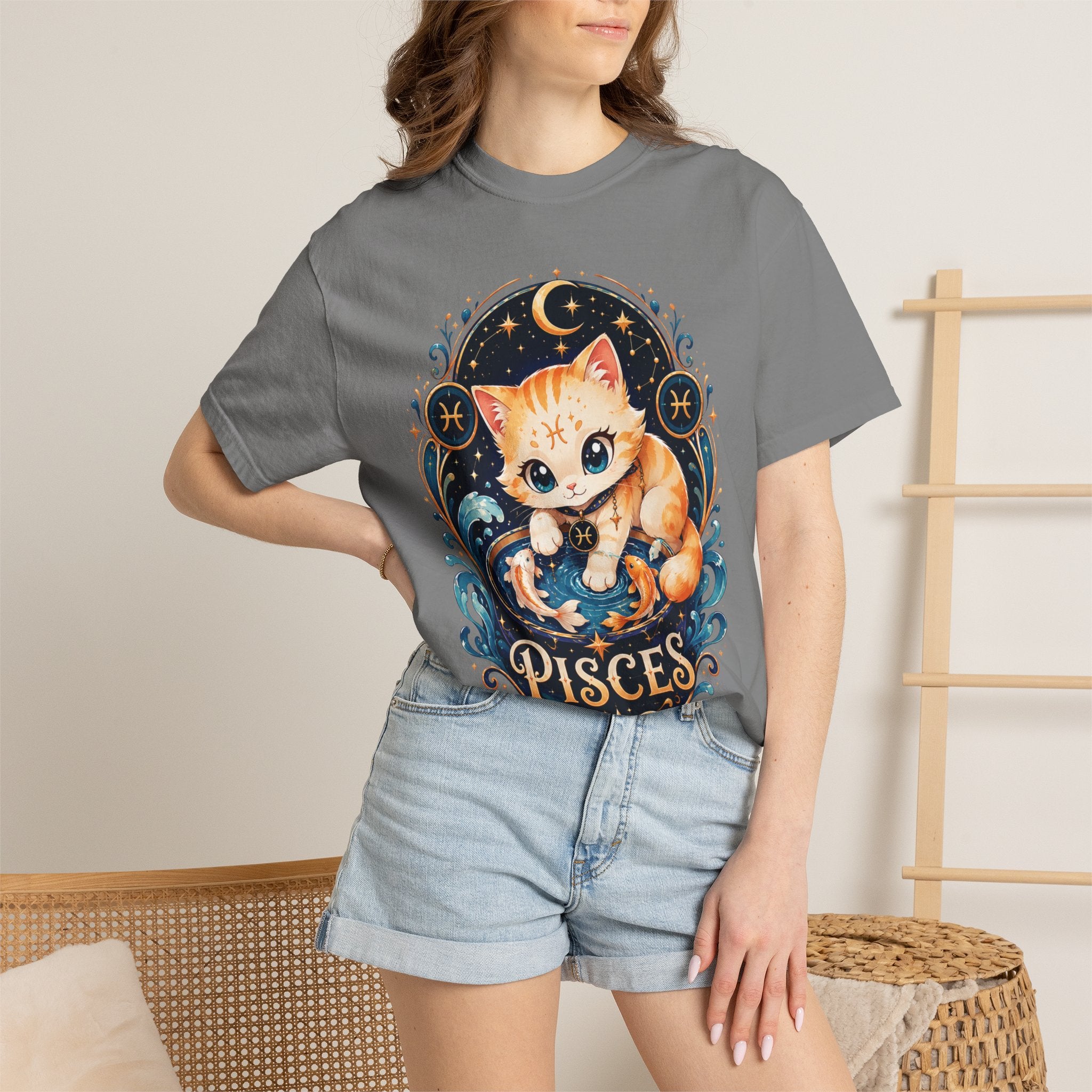Pisces Cat Shirt, Cute Zodiac Kitty Tee, Astrology Cat Shirt, Pisces Gift, Kawaii Cat Lover Shirt, February March Birthday Tee