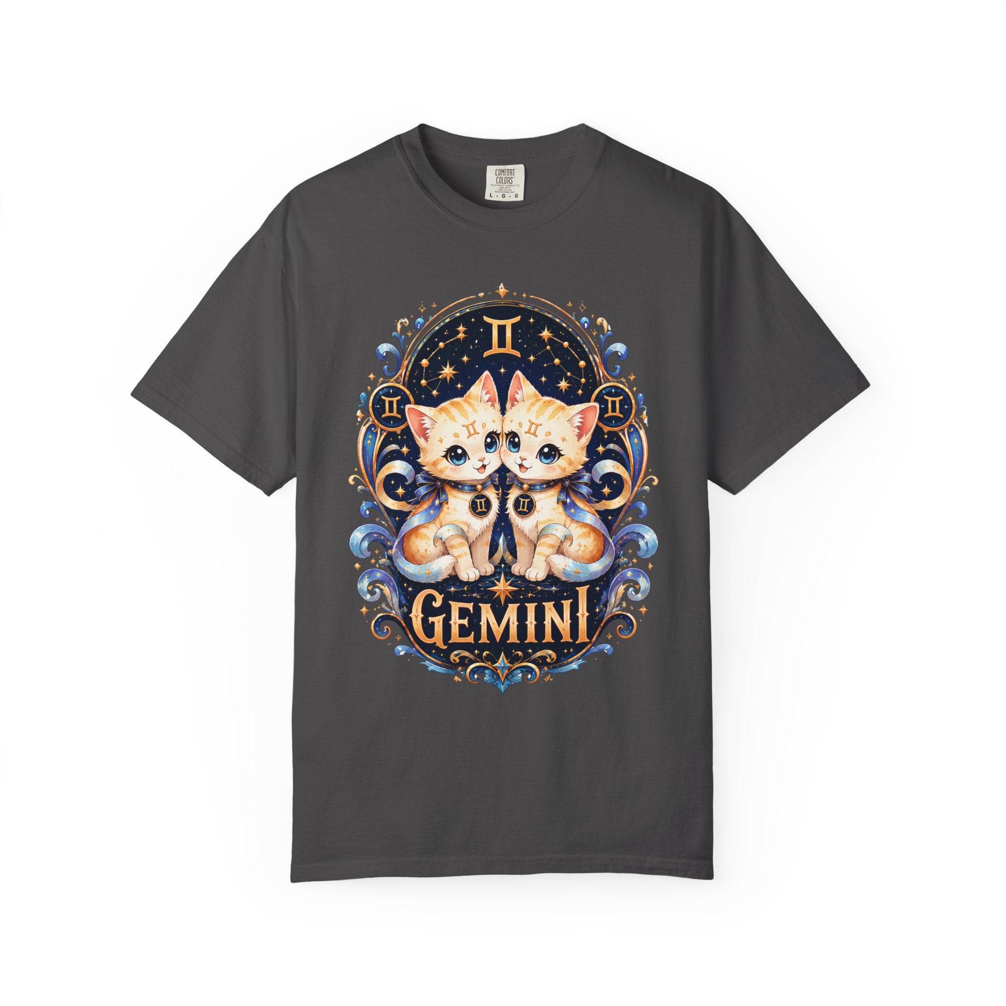 Gemini Twin Cats T-shirt | Zodiac Astrology Cat Design