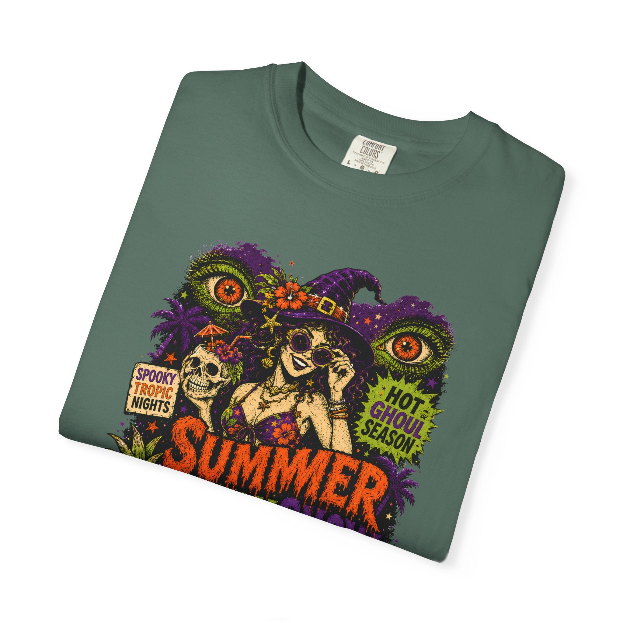 Summer Halloween Shirt, Spooky Tropical Witch Tee, Hot Ghoul Season Shirt, Retro Surf Horror Shirt, Halloween Beach Vacation Tee