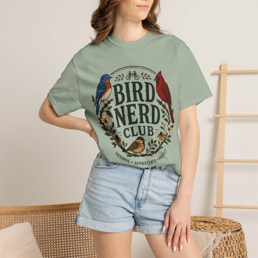 Bird Nerd Club Shirt, Birdwatching Shirt, Nature Lover Tee, Backyard Birder Gift, Cute Bird Lover Shirt, Botanical Bird Graphic Tee