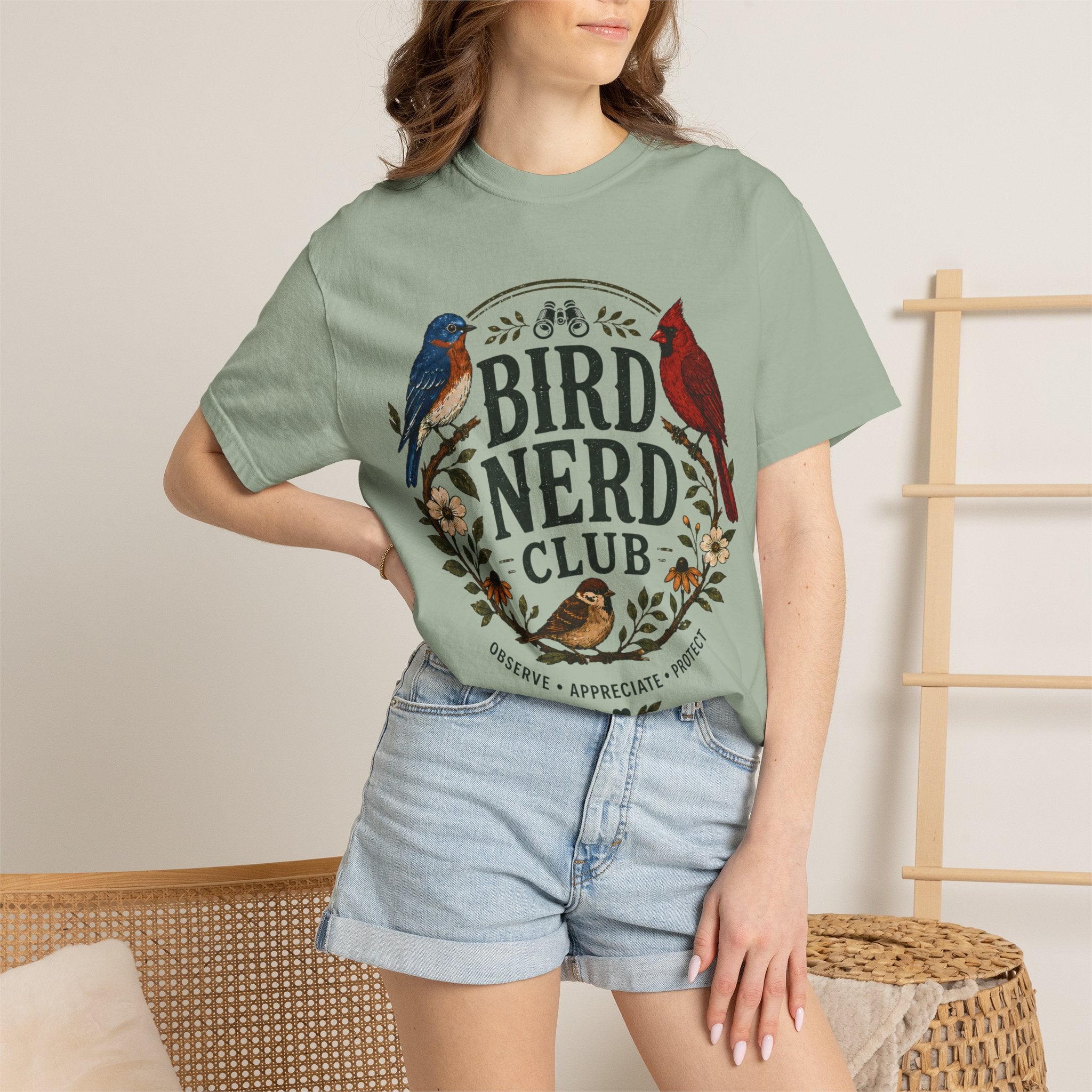 Bird Nerd Club Shirt, Birdwatching Shirt, Nature Lover Tee, Backyard Birder Gift, Cute Bird Lover Shirt, Botanical Bird Graphic Tee
