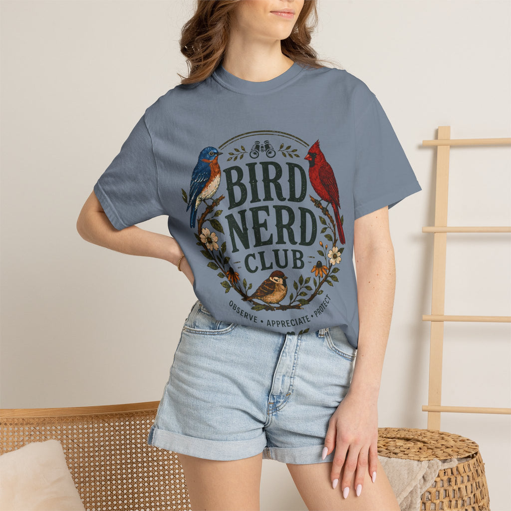 Bird Nerd Club Shirt, Birdwatching Shirt, Nature Lover Tee, Backyard Birder Gift, Cute Bird Lover Shirt, Botanical Bird Graphic Tee
