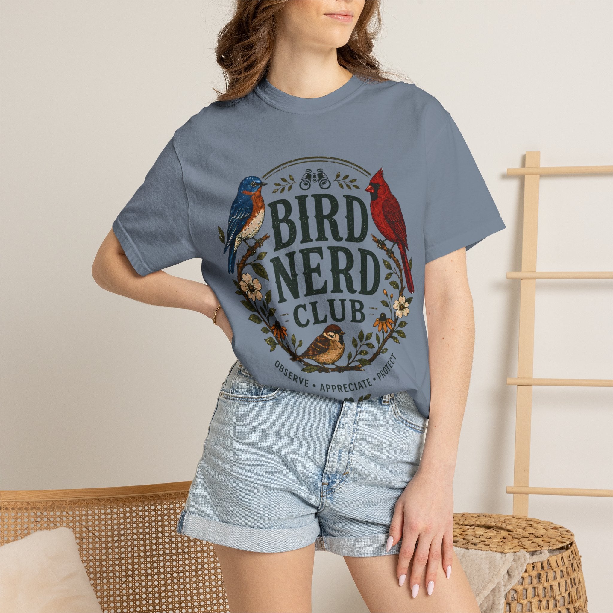 Bird Nerd Club Shirt, Birdwatching Shirt, Nature Lover Tee, Backyard Birder Gift, Cute Bird Lover Shirt, Botanical Bird Graphic Tee