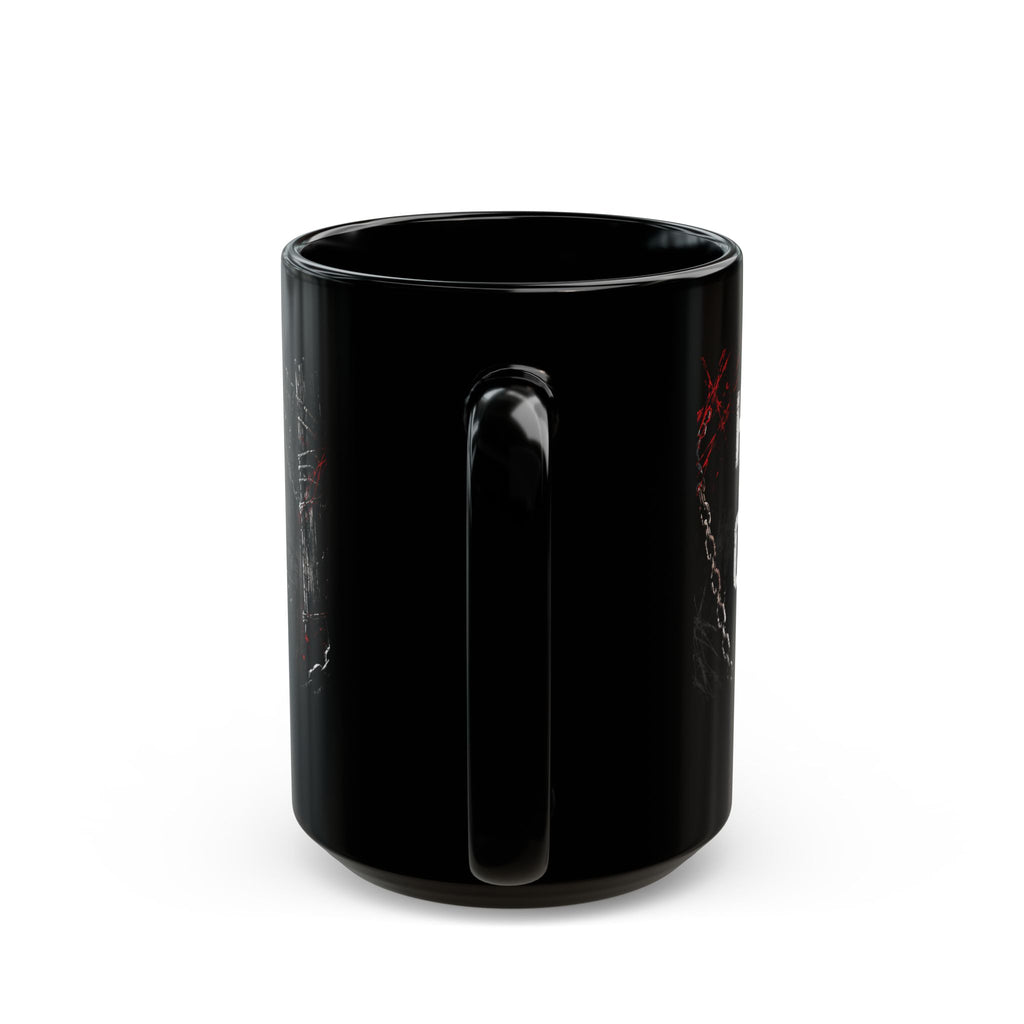 Hooked on Coffee Mug, 15 oz Black Horror Gaming Mug, Survivor Killer Coffee Cup, Gift for DBD Fans and Coffee Lovers