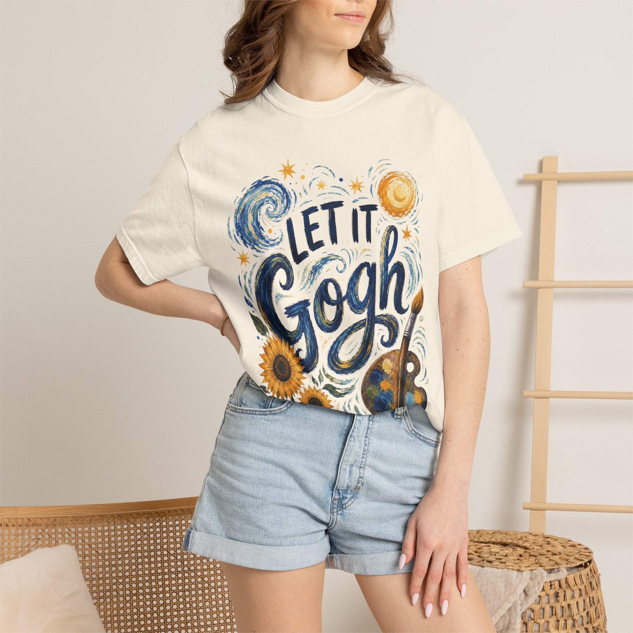 Let It Gogh Shirt, Van Gogh Inspired Art Teacher Tee, Funny Artist Shirt, Sunflower Starry Night Style Graphic Tee, Painter Gift Shirt