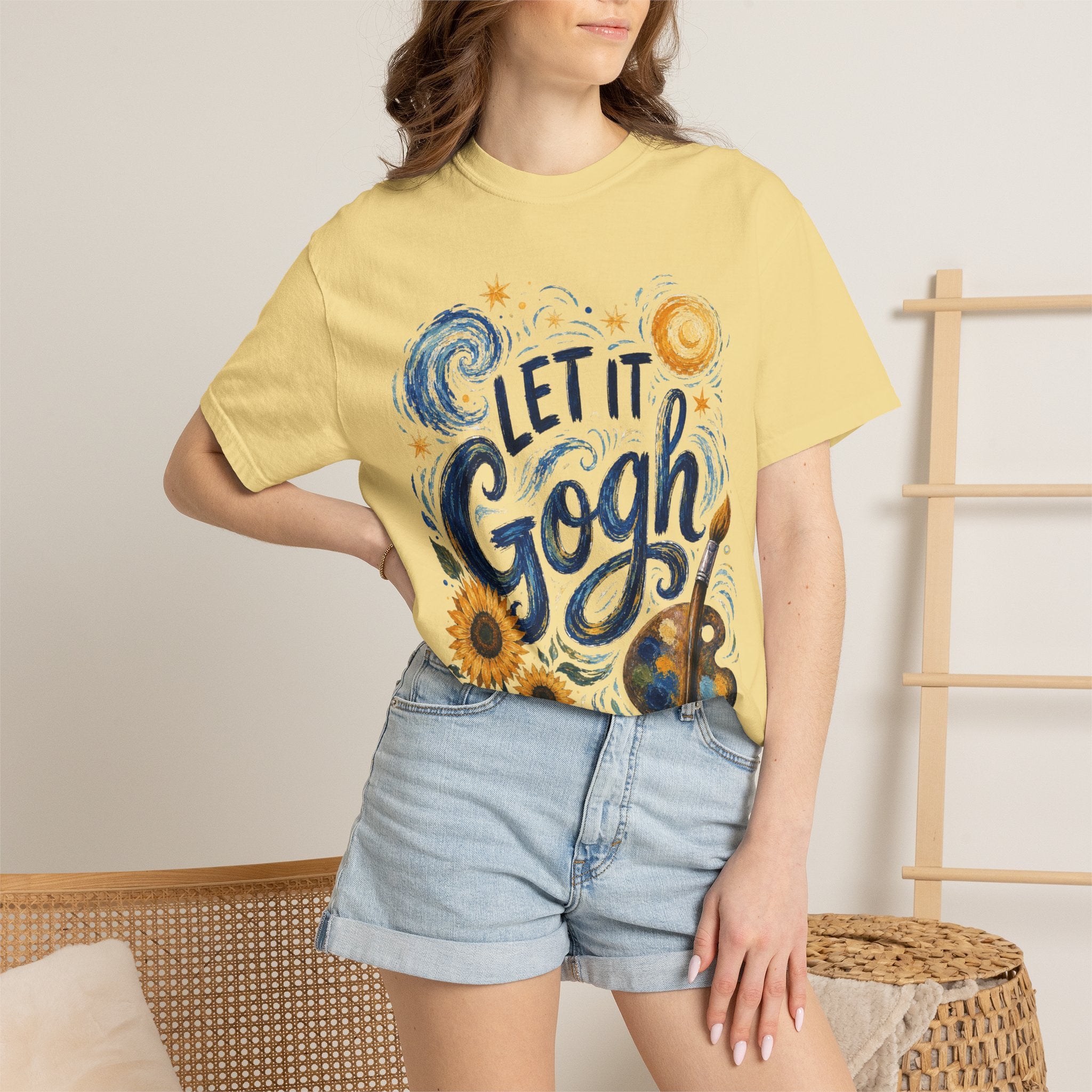 Let It Gogh Shirt, Van Gogh Inspired Art Teacher Tee, Funny Artist Shirt, Sunflower Starry Night Style Graphic Tee, Painter Gift Shirt