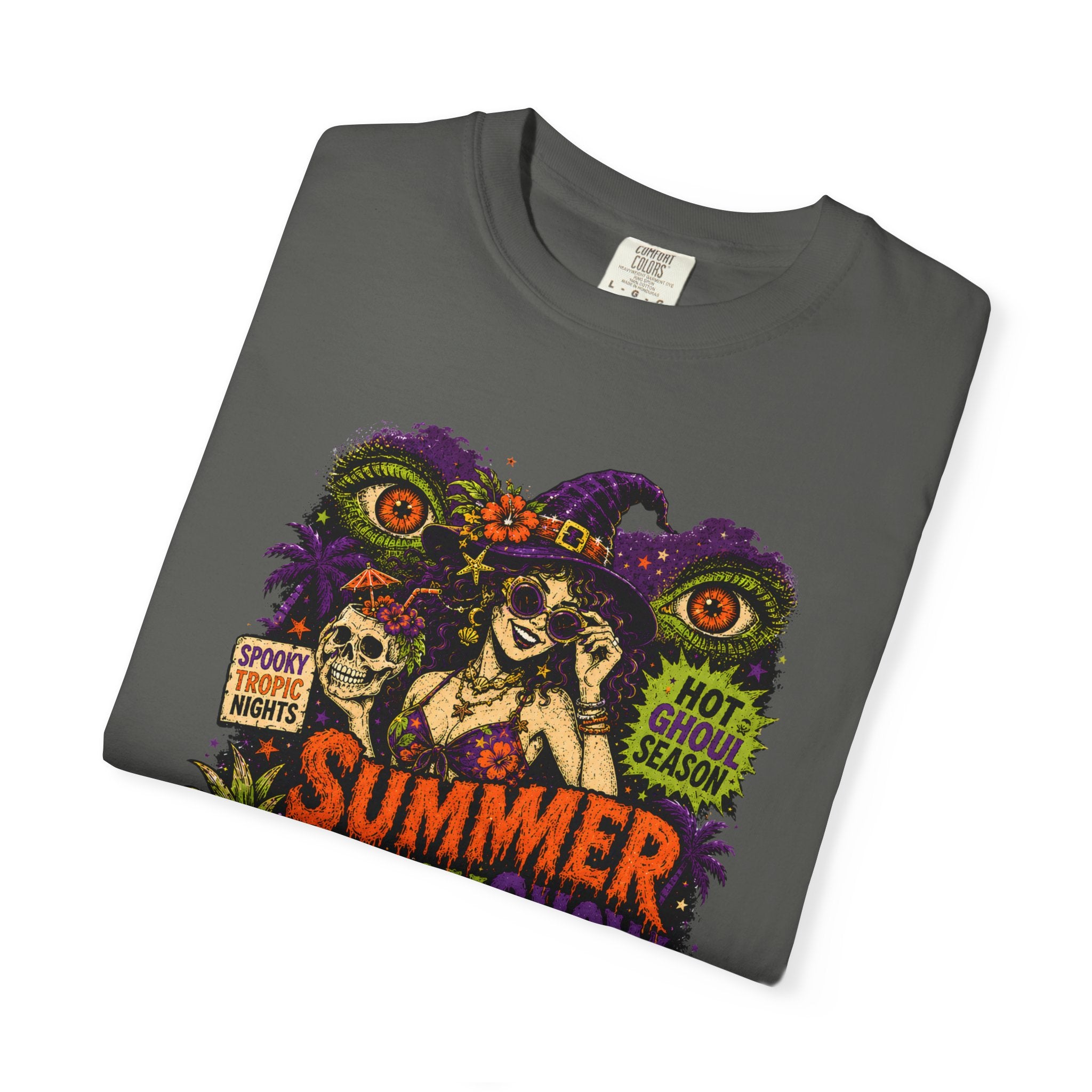 Summer Halloween Shirt, Spooky Tropical Witch Tee, Hot Ghoul Season Shirt, Retro Surf Horror Shirt, Halloween Beach Vacation Tee