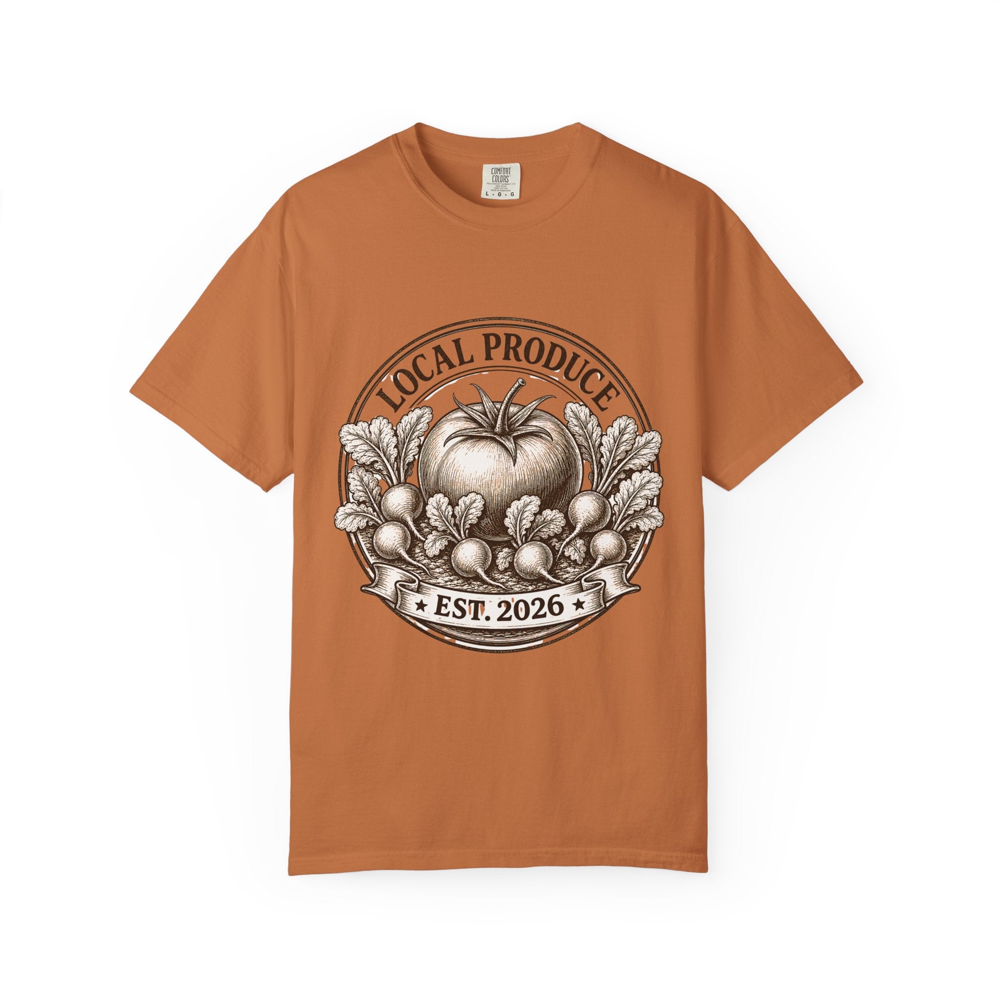Vintage Local Produce Shirt, Farmers Market Tomato Tee, Heirloom Tomato Radish Graphic Tee, Gerden Lover GIft, Est. 2026 Market Tee