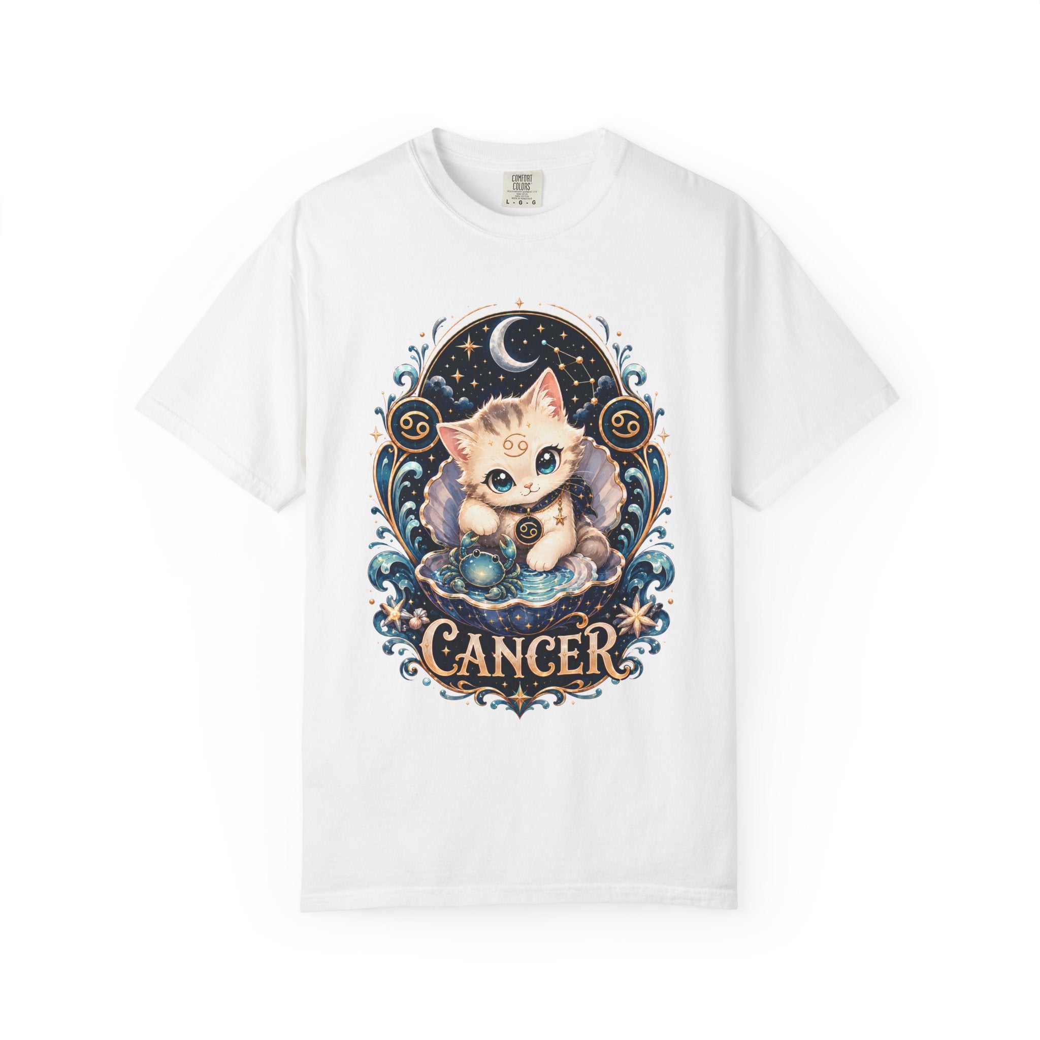 Cute Cancer Zodiac Cat T-Shirt | Astrology Cat Tee
