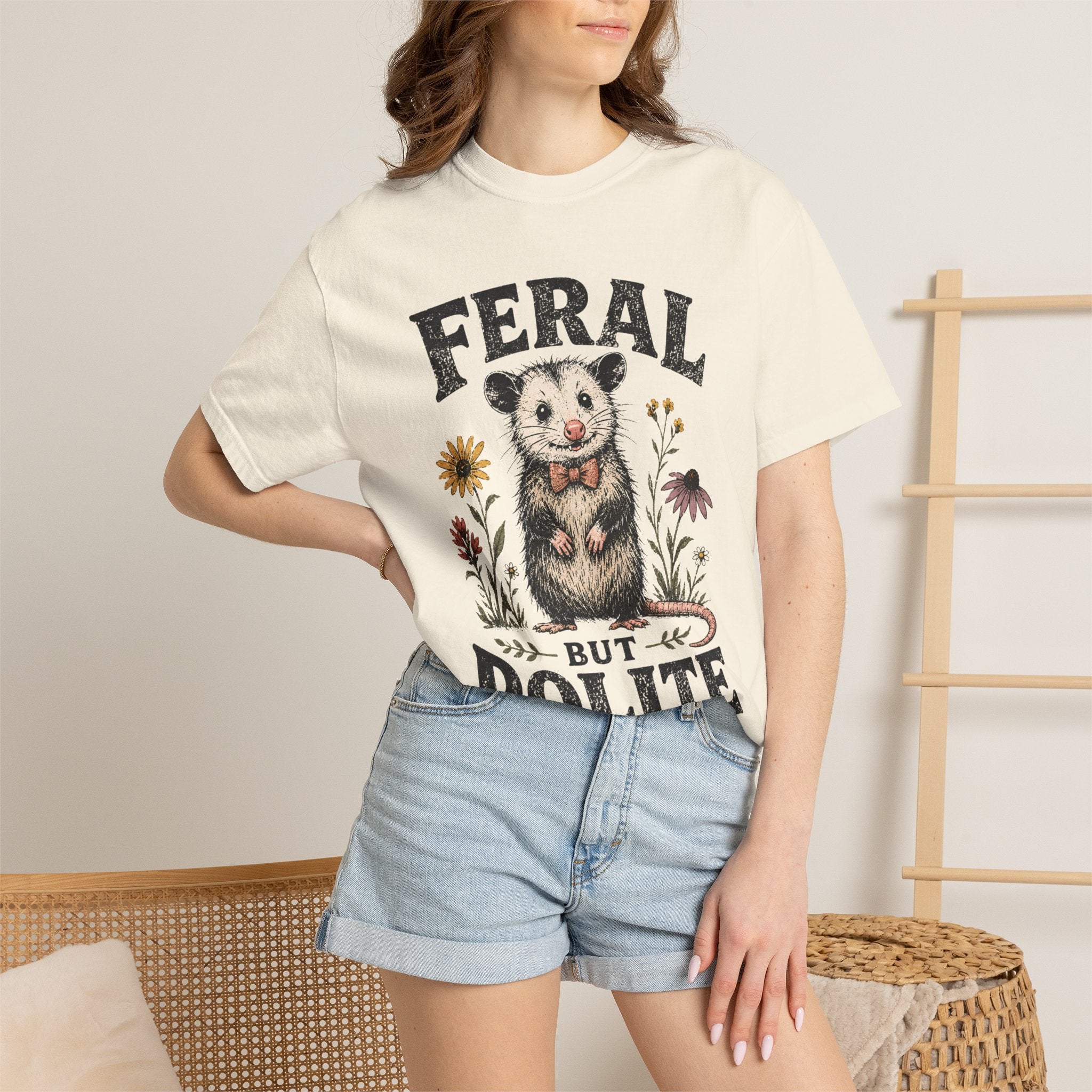 Feral But Polite Possum Shirt, Funny Opossum Graphic Tee, Cute Weird Animal Shirt, Cottagecore Wildlife T-Shirt, Introvert Humor Tee
