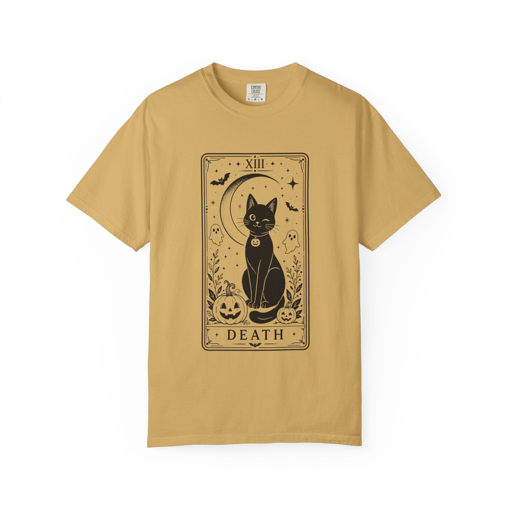 Halloween Black Cat Tarot Shirt, Death Card Cat Tee, Spooky Cat Shirt, Witchy Halloween Tee, Gothic Cat Lover Gift