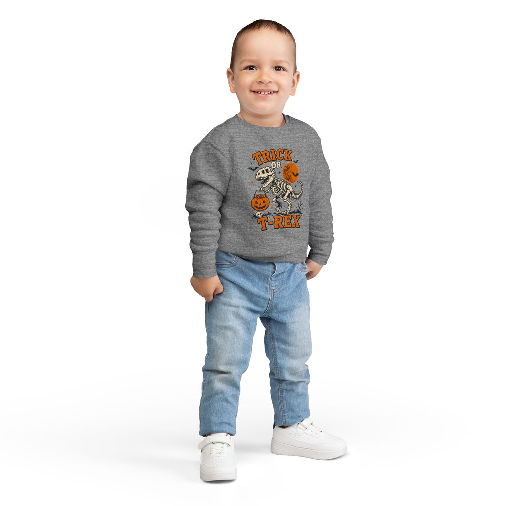 Trick Or TRex Toddler Sweatshirt, Halloween Dinosaur Sweatshirt, Cute Skeleton T Rex Sweatshirt, Kids Halloween Sweatshirt