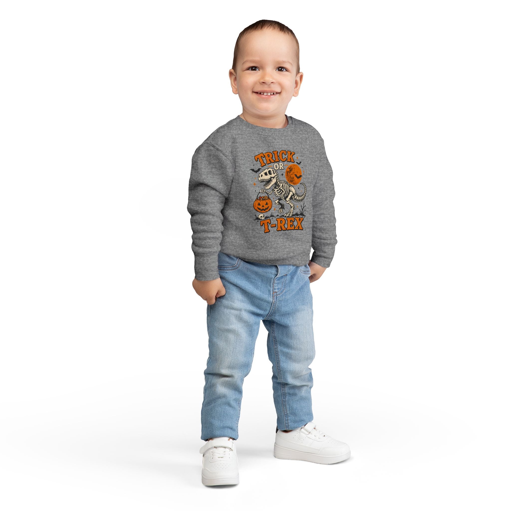 Trick Or TRex Toddler Sweatshirt, Halloween Dinosaur Sweatshirt, Cute Skeleton T Rex Sweatshirt, Kids Halloween Sweatshirt