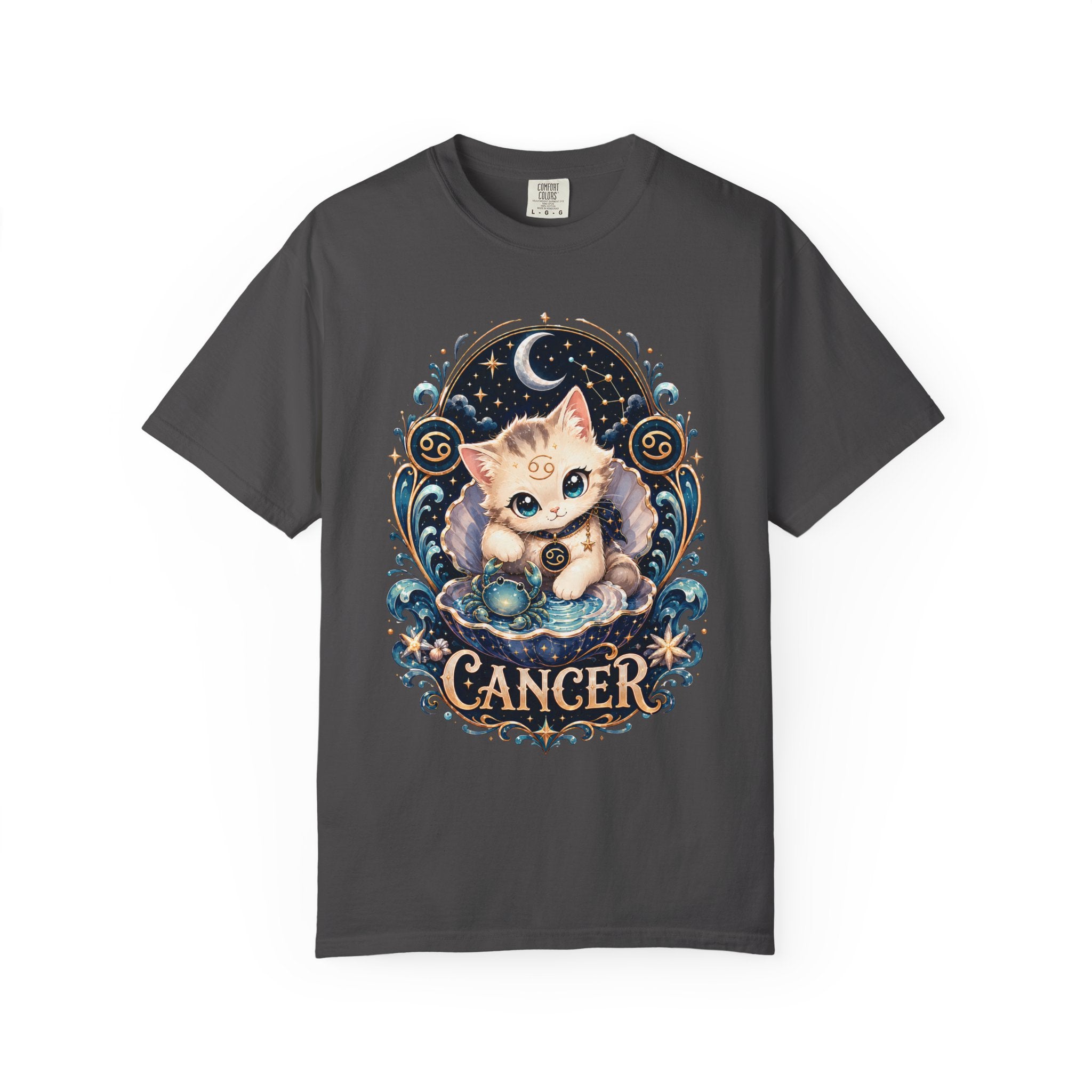 Cute Cancer Zodiac Cat T-Shirt | Astrology Cat Tee