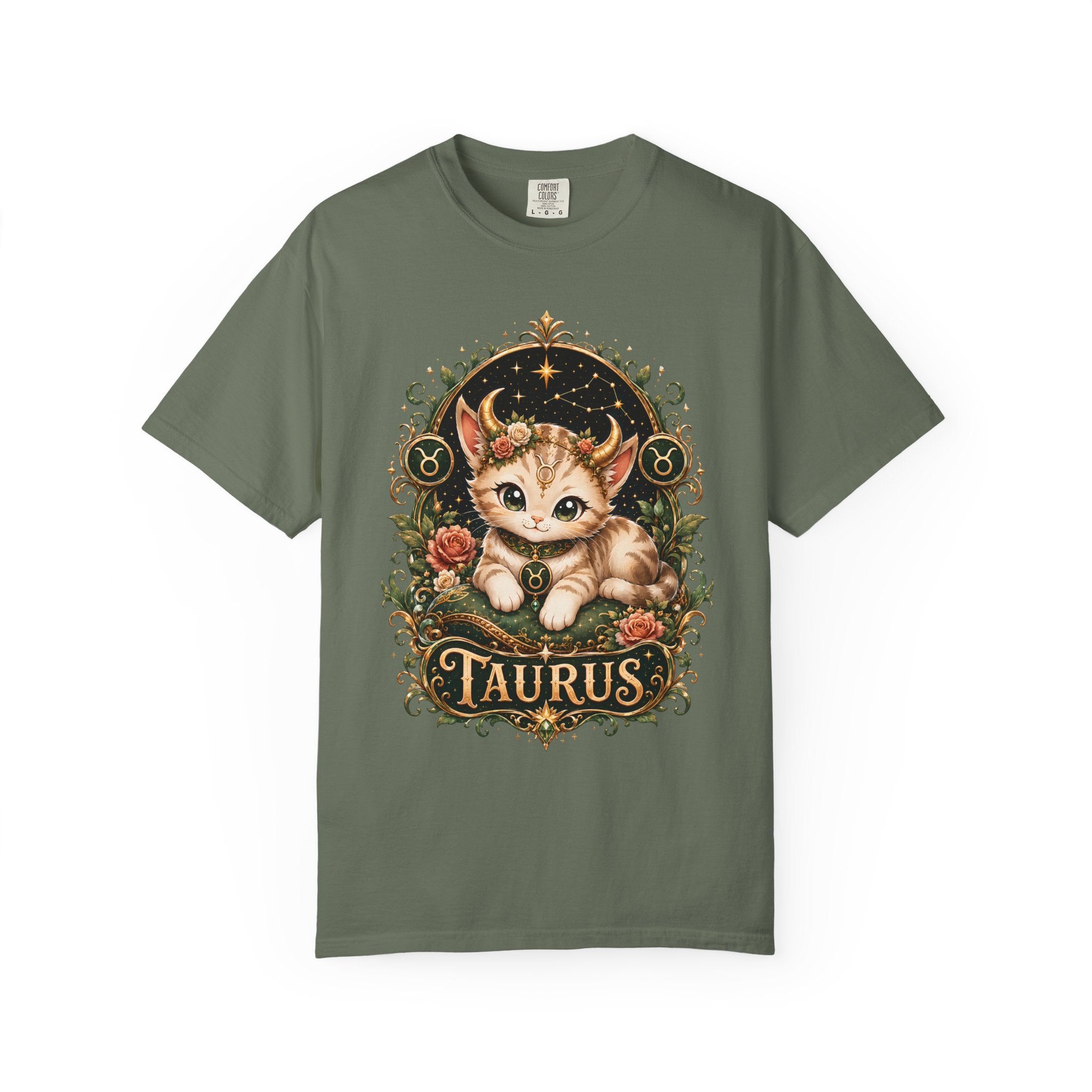 Taurus Cat Illustration T-Shirt | Zodiac Kitten Tee