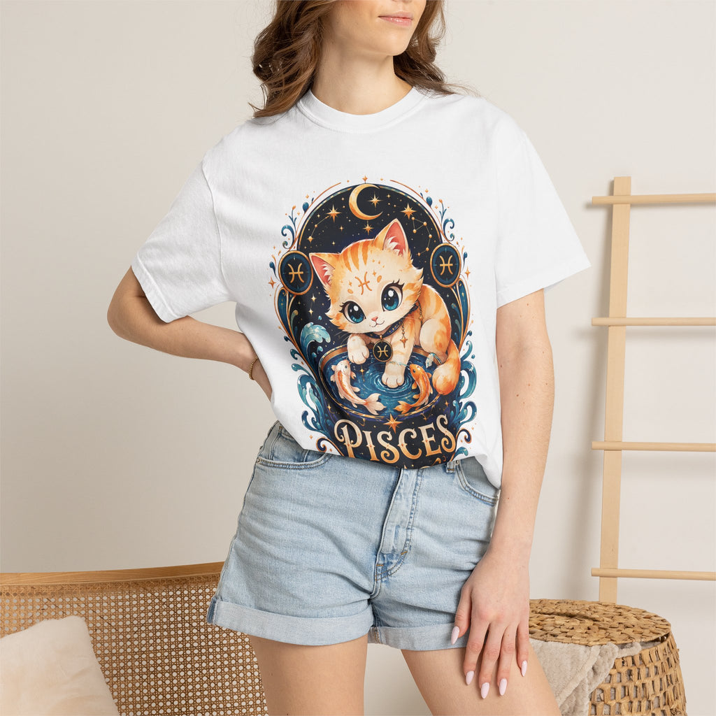 Pisces Cat Shirt, Cute Zodiac Kitty Tee, Astrology Cat Shirt, Pisces Gift, Kawaii Cat Lover Shirt, February March Birthday Tee