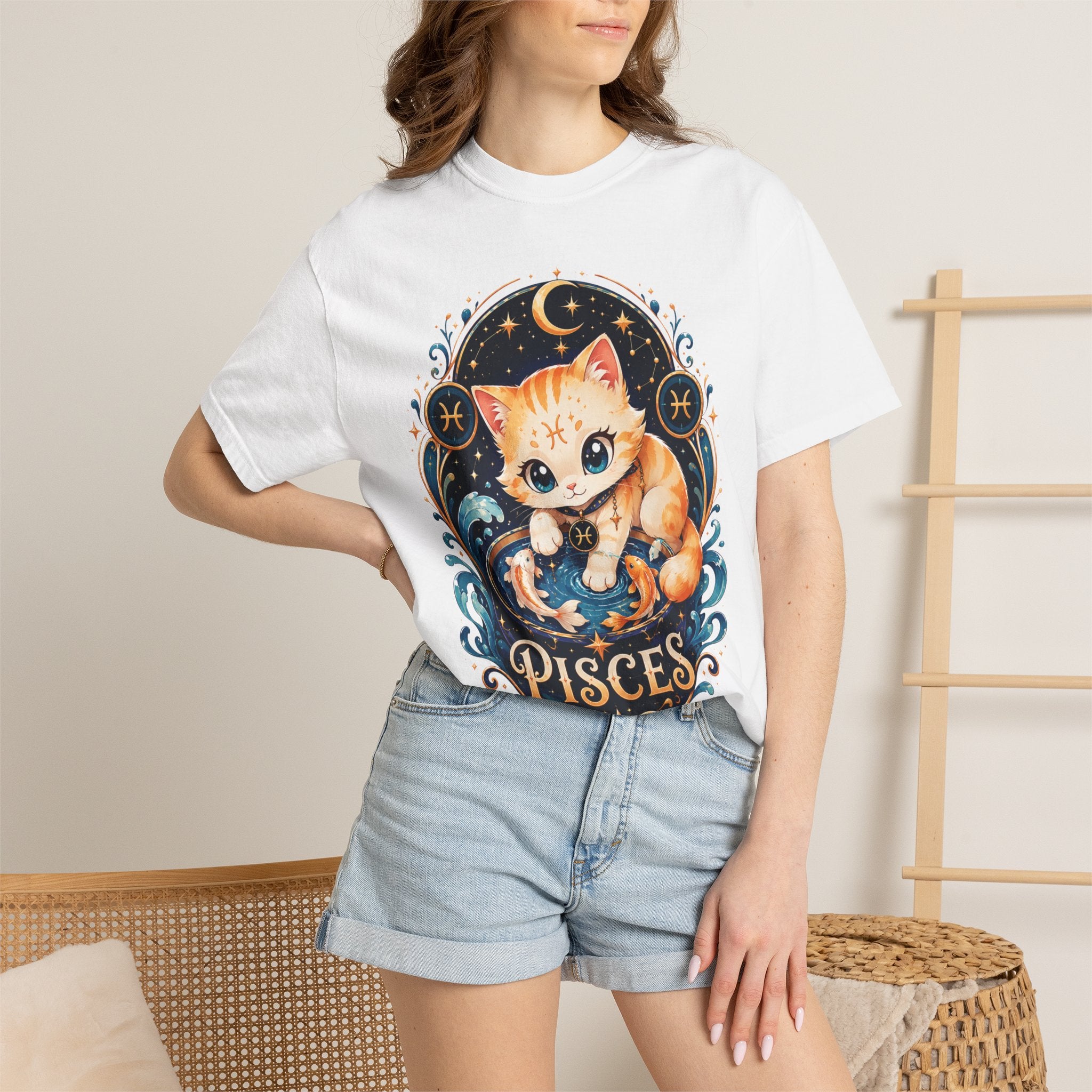 Pisces Cat Shirt, Cute Zodiac Kitty Tee, Astrology Cat Shirt, Pisces Gift, Kawaii Cat Lover Shirt, February March Birthday Tee