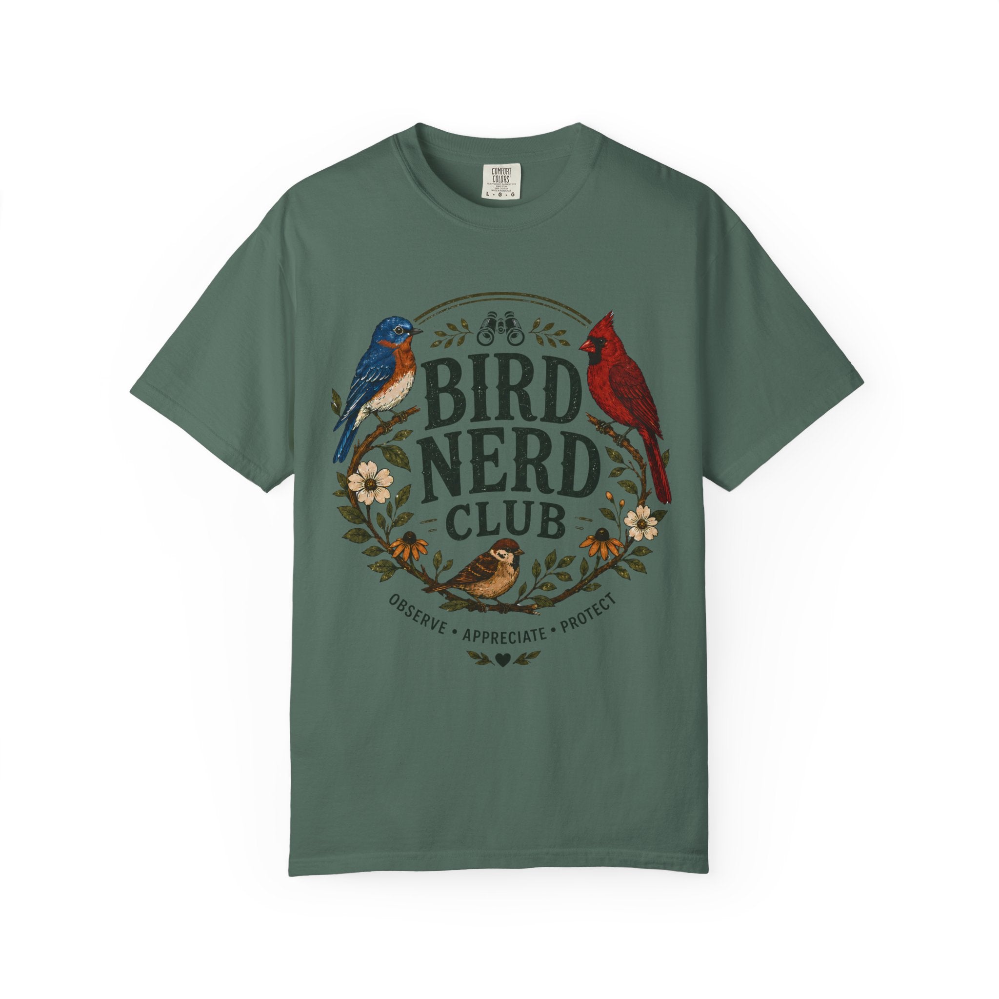 Bird Nerd Club Shirt, Birdwatching Shirt, Nature Lover Tee, Backyard Birder Gift, Cute Bird Lover Shirt, Botanical Bird Graphic Tee