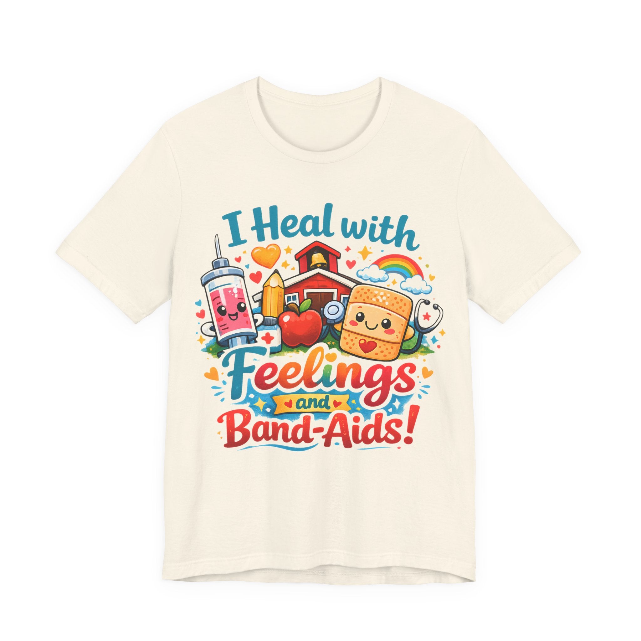 School Nurse Shirt, I Heal With Feelings and Band-Aids Tee, Cute Nurse Teacher Shirt, Elementary School Nurse Gift, Back to School Nurse Tee