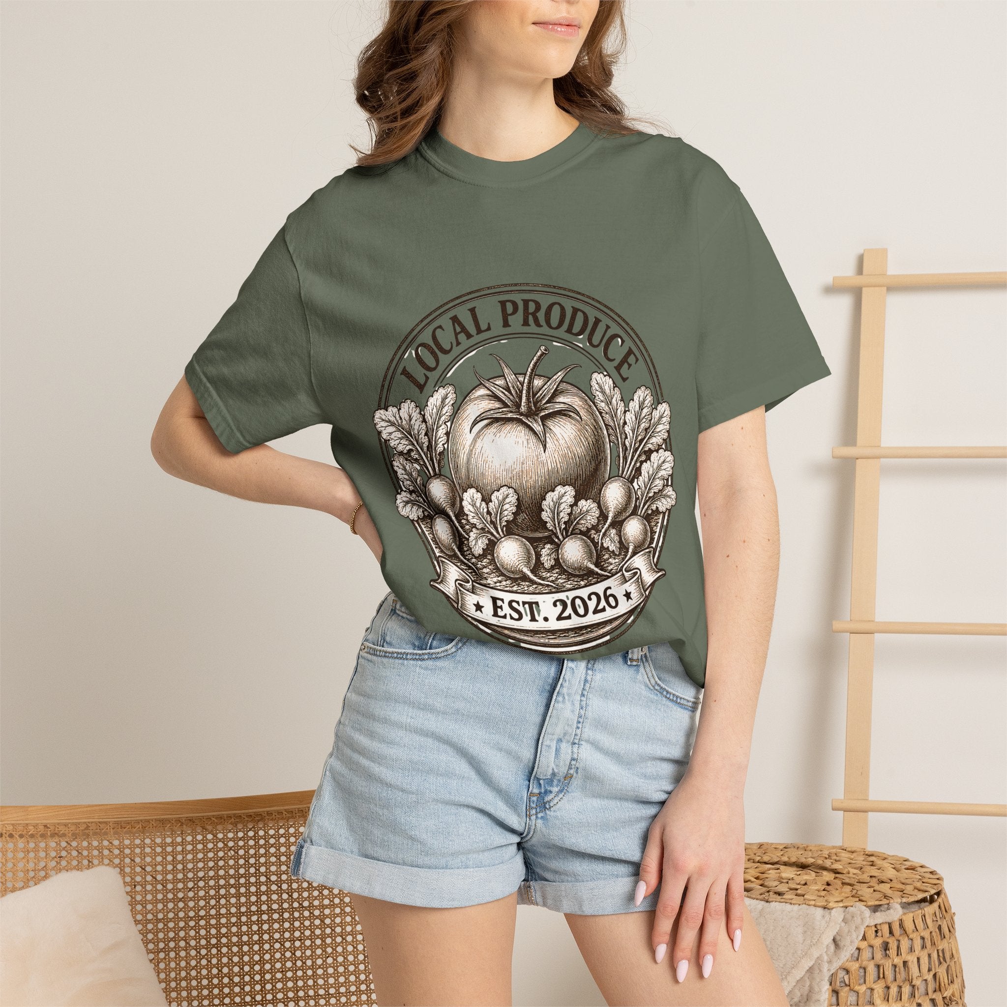 Vintage Local Produce Shirt, Farmers Market Tomato Tee, Heirloom Tomato Radish Graphic Tee, Gerden Lover GIft, Est. 2026 Market Tee