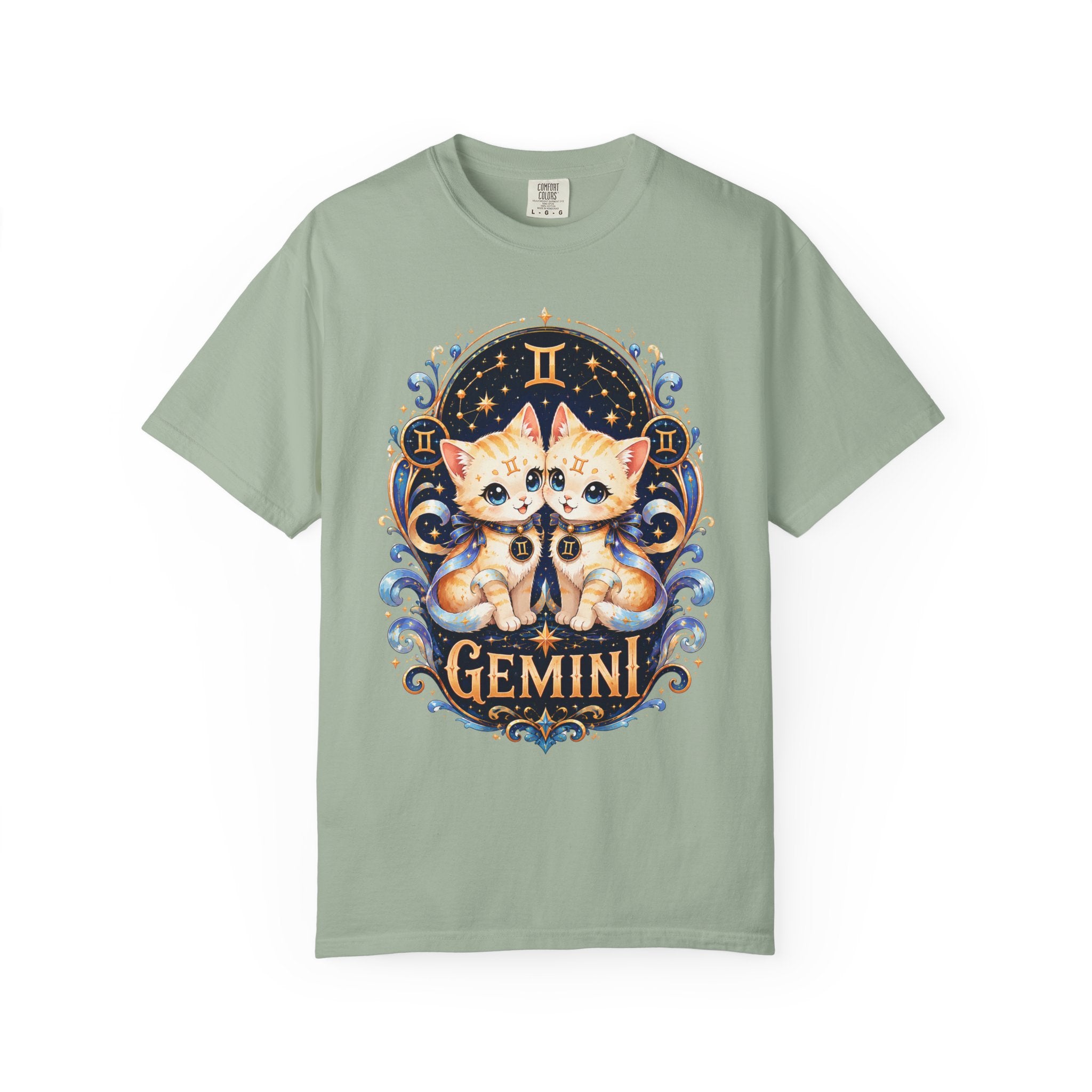 Gemini Twin Cats T-shirt | Zodiac Astrology Cat Design