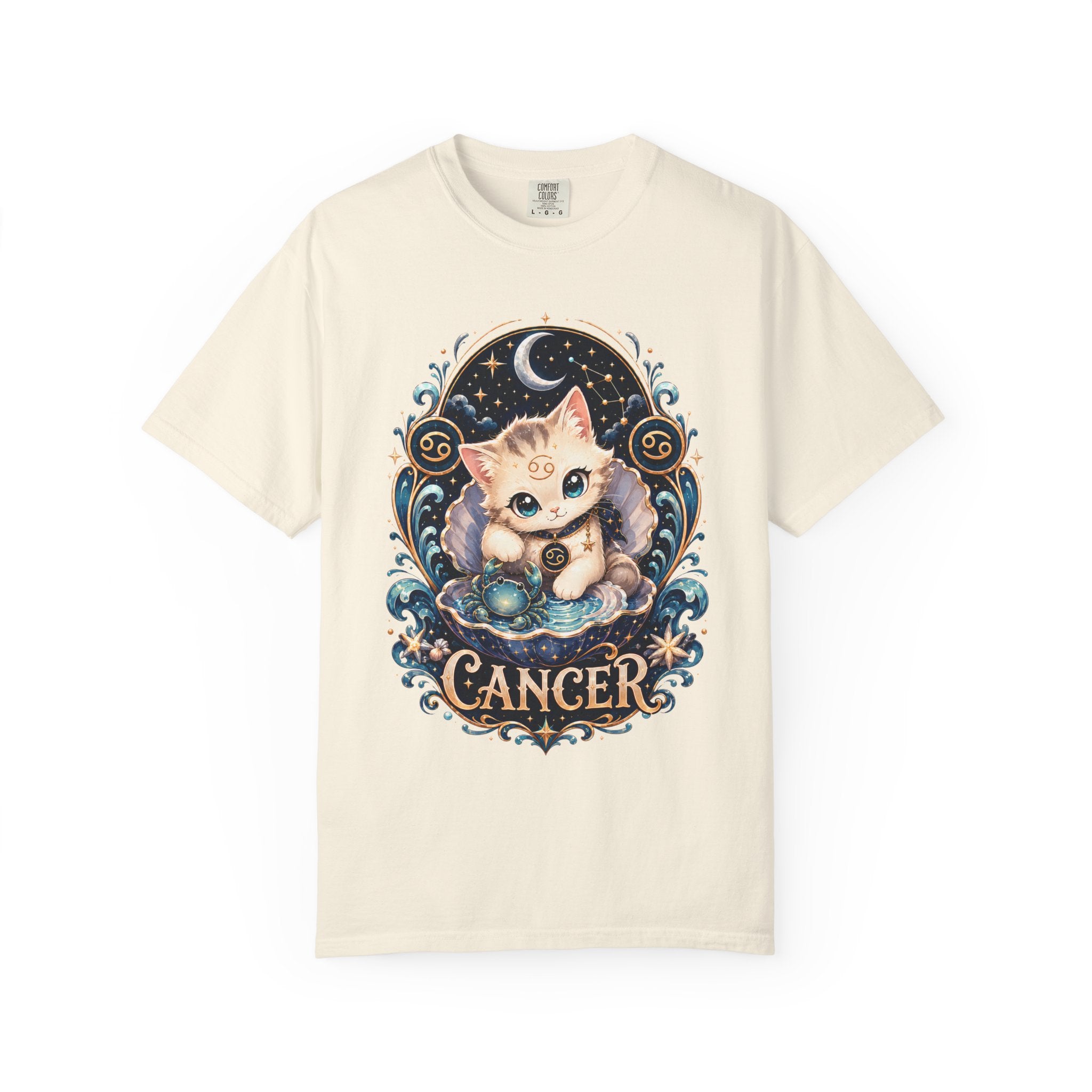 Cute Cancer Zodiac Cat T-Shirt | Astrology Cat Tee