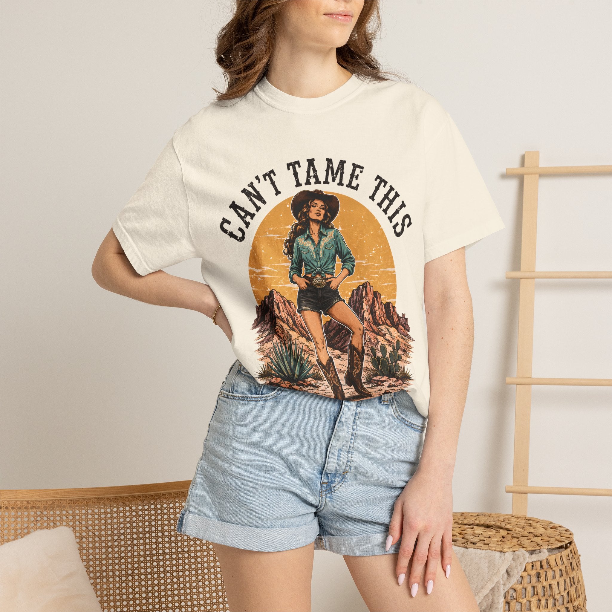 Cant Tame This Shirt, Western Cowgirl Tee, Desert Cowboy Boot Shirt, Retro Western Graphic Tee, Rodeo Cowgirl Shirt, Country Girl TShirt